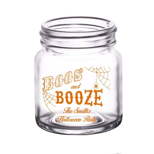 Customizable Clear Mini Mason Jar Shot Glass - 2oz for Cocktails, Parties & Gifts | Boos & Booze - Perfect for Halloween, Weddings & DIY Crafts