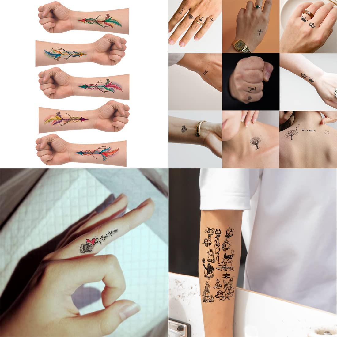 Line Art Infinity Love Temporary Tattoos - Pack of 4 Waterproof Body Stickers (2x4 Inch) for Men & Women | Perfect for Festivals, Parties & Self-Expression