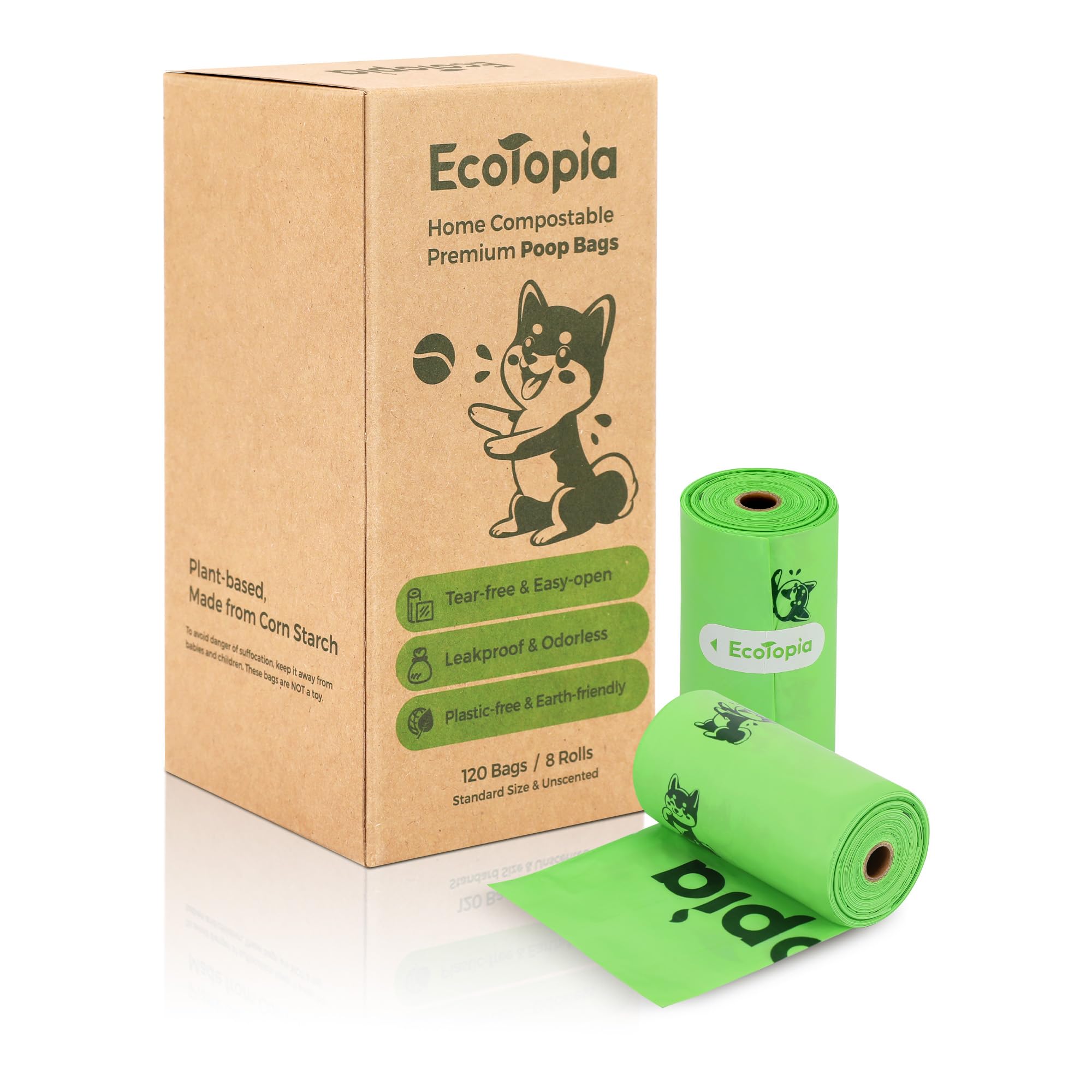 Extra 20% Thicker Leak-Proof Dog Poop Bags (120 Count) | 100% Biodegradable & Compostable Pet Waste Bags | ASTM D6400 & EN 13432 Certified | Ideal for Dog Walking, Park Cleanups & Litter Box Use | Light Green Eco-Friendly Design