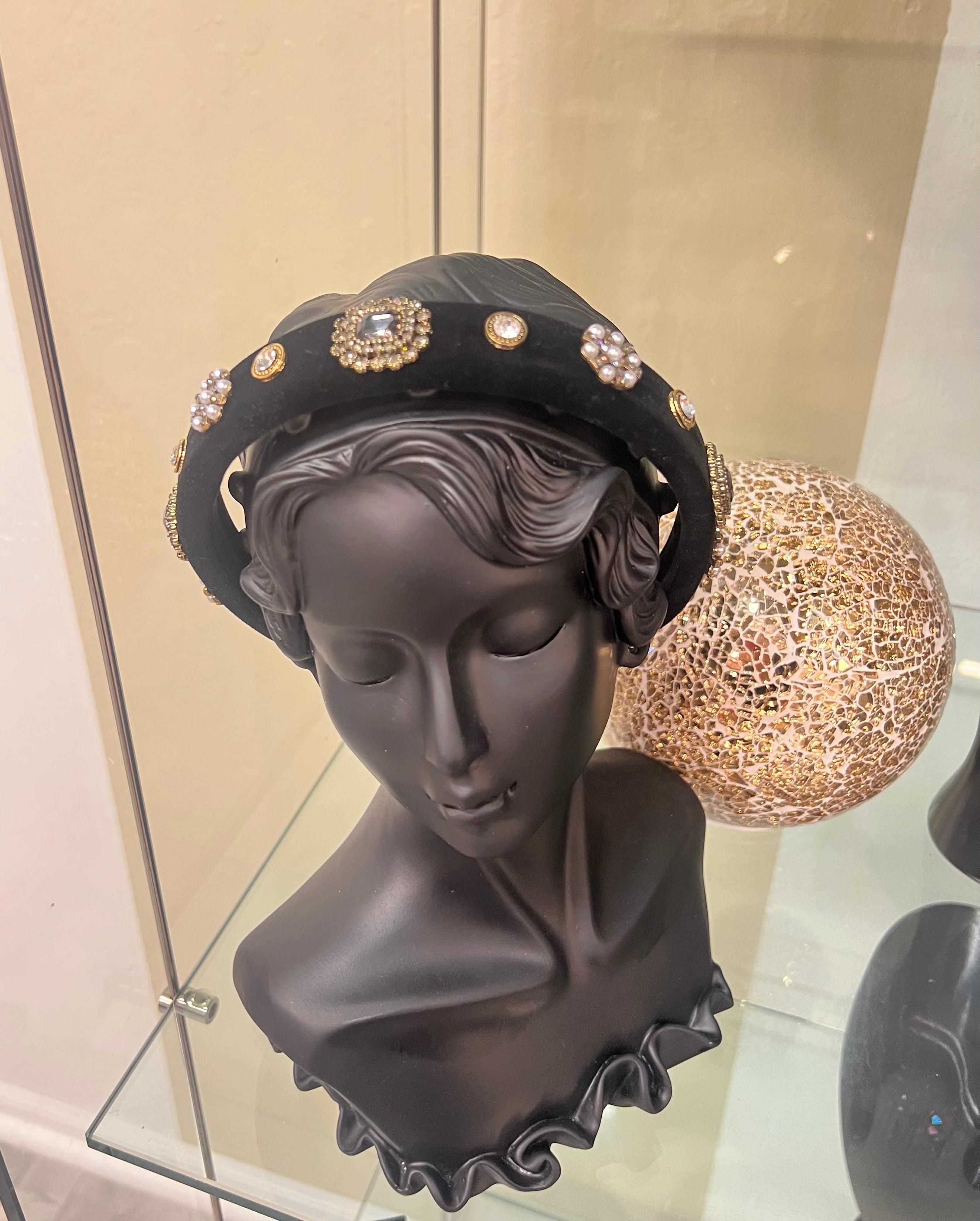 Isabella Black Velvet Princess Headband for Girls - Elegant Hair Accessory for Weddings, Parties & Special Occasions
