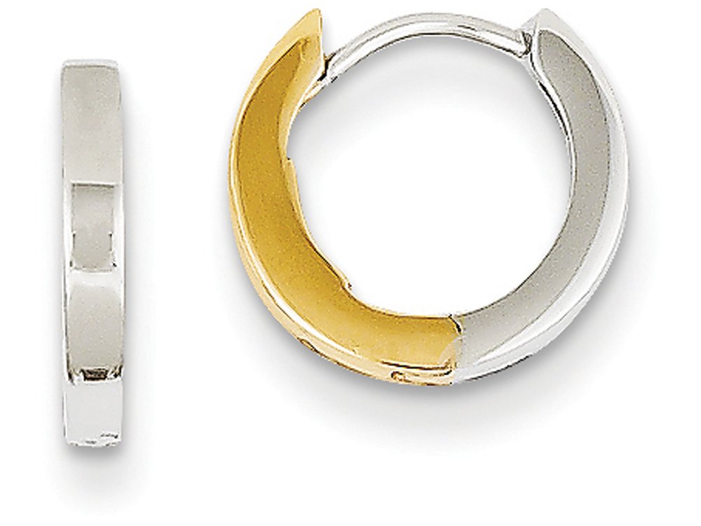 FJC Finejewelers 14K Gold Two-Tone 2mm Hinged Hoop Earrings for Women - Elegant Everyday & Special Occasion Jewelry