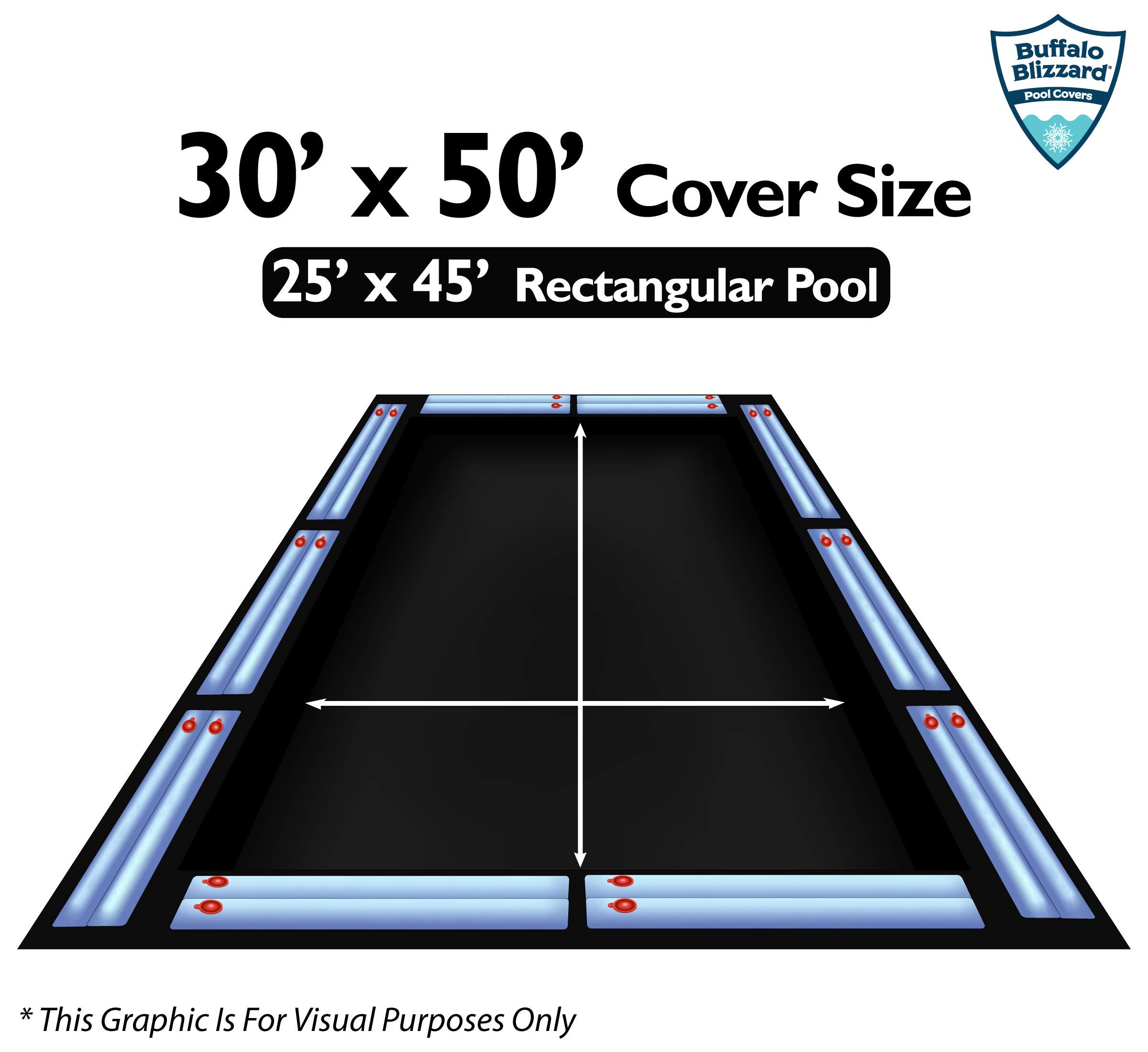 Buffalo Blizzard Deluxe Winter Pool Cover with Water Bags Kit - Fits 24x44 ft Rectangle In-Ground Pools (29x49 ft with Overlap) | Heavy Duty Blue/Black Design | Perfect for Winter Protection & Snow Load Resistance | Ideal for Cold Climate Pool Maintenance