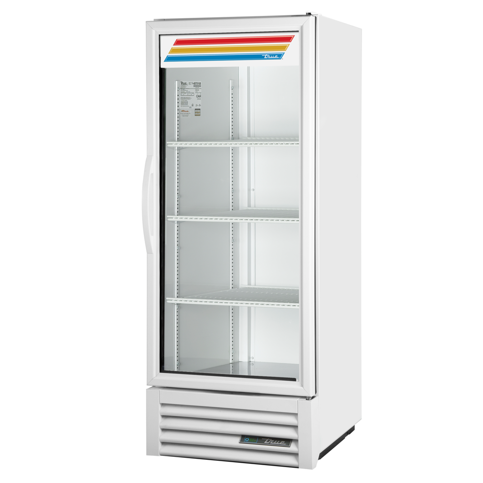 True 25 Merchandiser Refrigerator - 1 Glass Door, White Exterior GDM-12 | Commercial Display Fridge for Restaurants, Cafes & Retail Stores