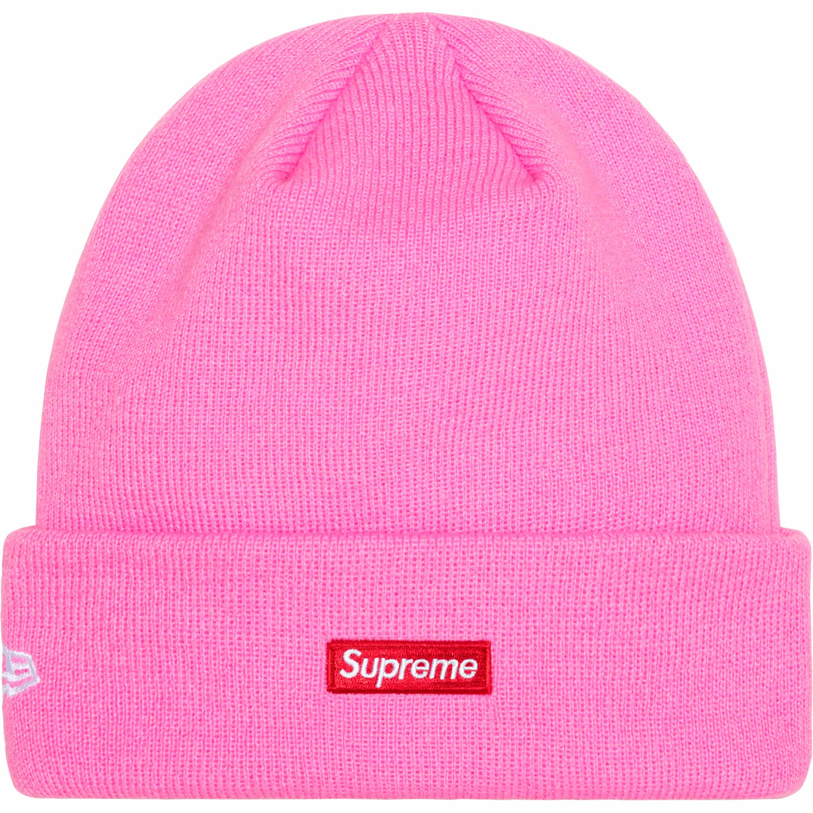 Supreme New Era® S Logo Beanie - Pink Winter Hat for Men & Women - Soft Knit Skull Cap for Cold Weather, Streetwear Fashion & Outdoor Activities