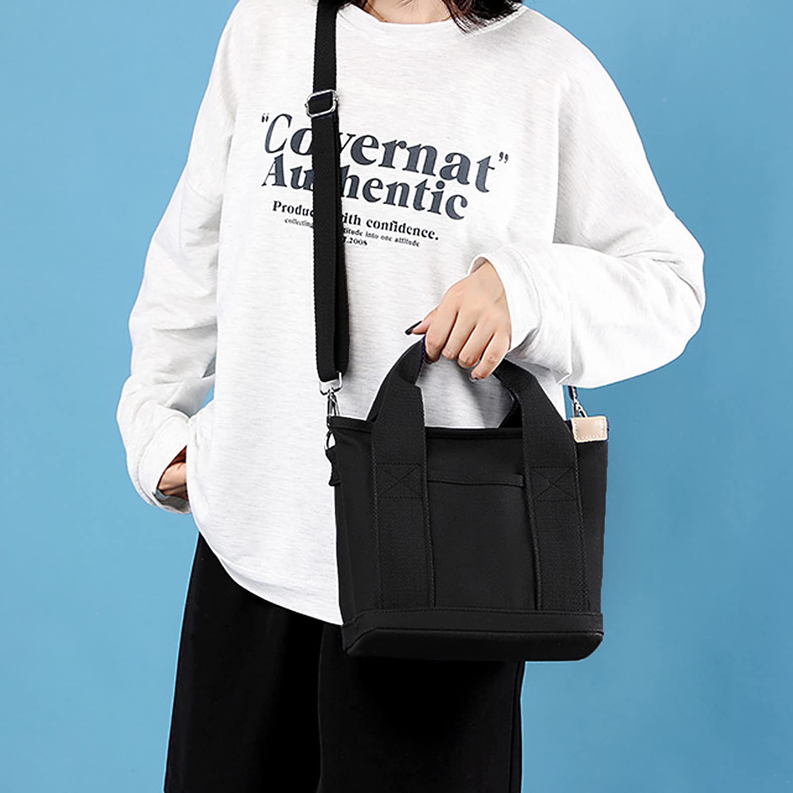 TIAASTAP Women's Canvas Tote Bag with Zipper & Multi-Pockets - Stylish Crossbody Shoulder Bag for School, Work, Travel & Shopping | Perfect for Daily Use, Commuting & Weekend Outings