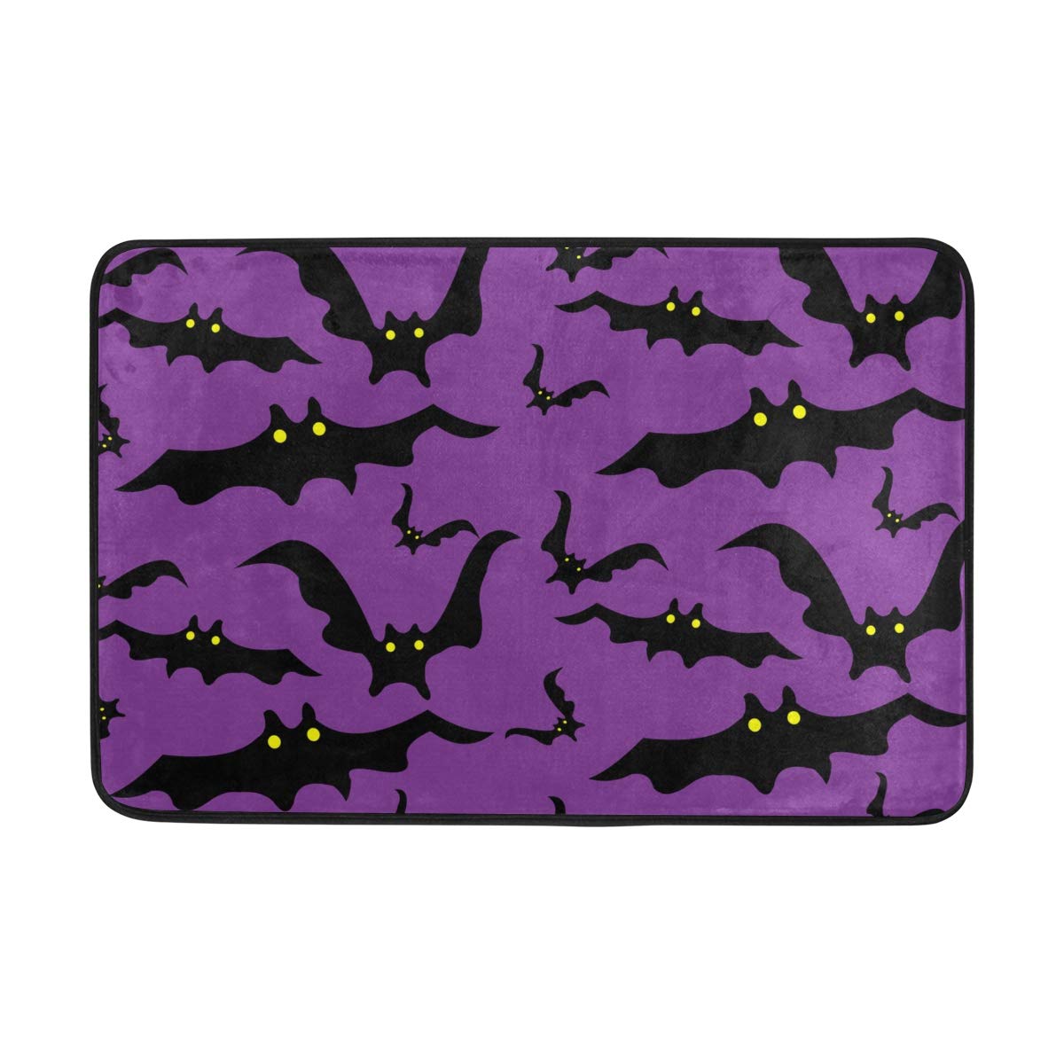 Halloween Bat Door Mat - Non-Slip Purple Bat Bath Mat for Front Door, Kitchen & Bathroom - 23x15 Inch Indoor/Outdoor Rug - Perfect for Spooky Decor, Entryway Protection & Wet Area Safety