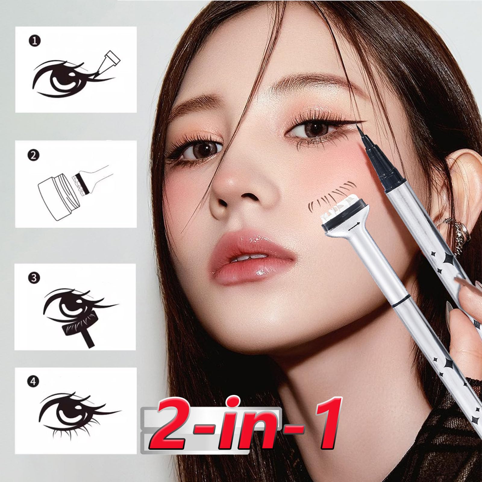 Waterproof Lower Lash Stamp & Eyeliner Kit - Reusable Silicone Eyelash Stamp for Perfect Eye Makeup | 2-in-1 Sweatproof Eyelash Stamp Tool (Black) | Ideal for Daily Makeup, Party Looks & Professional Beauty Routines