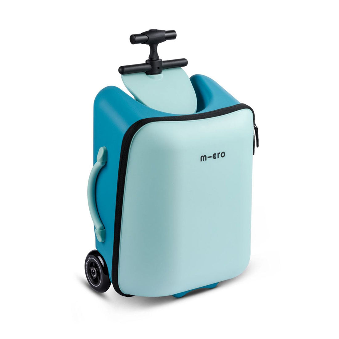 Micro Ride On Luggage Eazy Allrounder - Bright Blue Carry-On Suitcase for Kids | Perfect for Air Travel, Family Vacations & School Trips