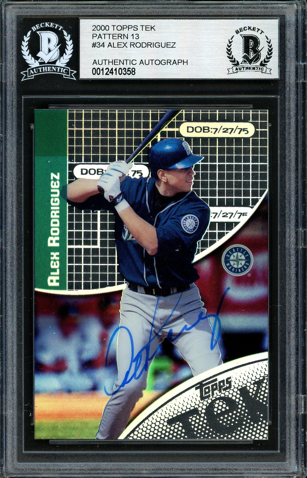 Alex Rodriguez Autographed 2000 Topps Tek Baseball Card #34 - Seattle Mariners - Beckett BAS #12410358 - Perfect for Sports Memorabilia Collectors & MLB Fans