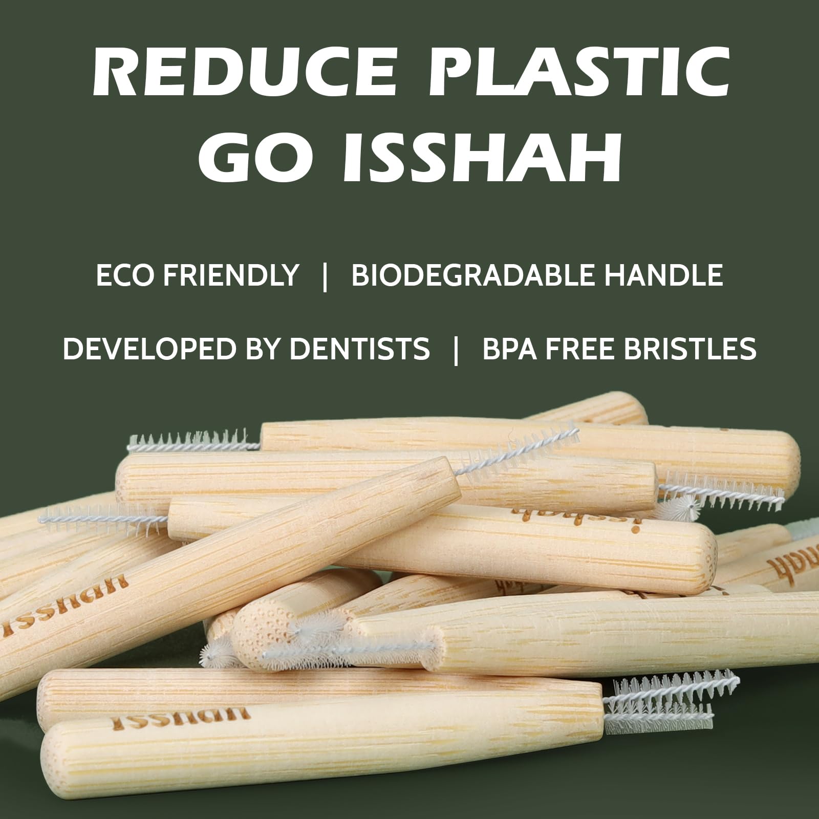Bamboo Interdental Brushes for Teeth Cleaning - 40 Count Size 0 Small Gap Dental Picks for Plaque Removal & Gum Care | Perfect for Travel, Braces & Oral Hygiene Routine
