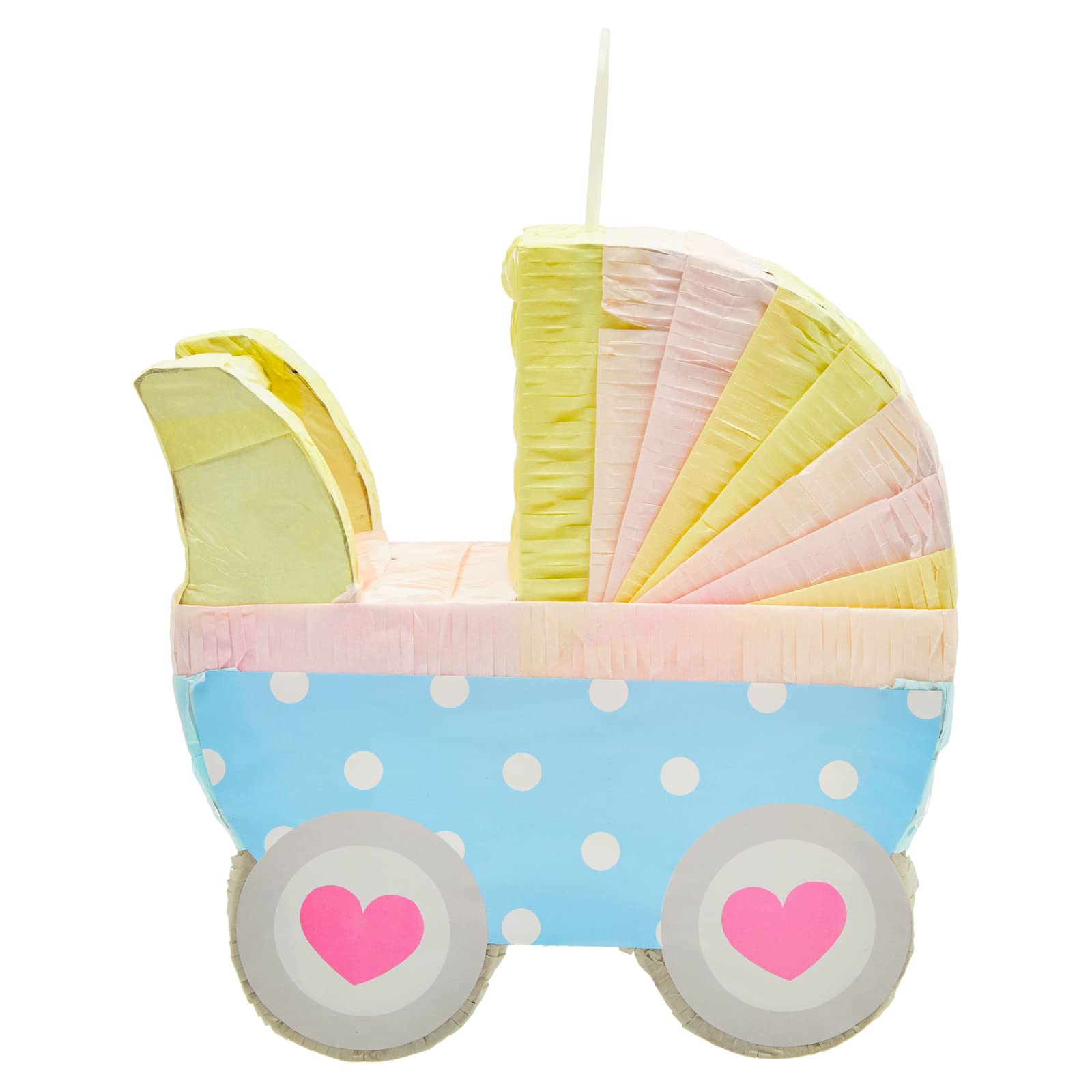 Blue Panda Small Baby Carriage Gender Reveal Piñata - Pastel Baby Shower Decorations (11.5