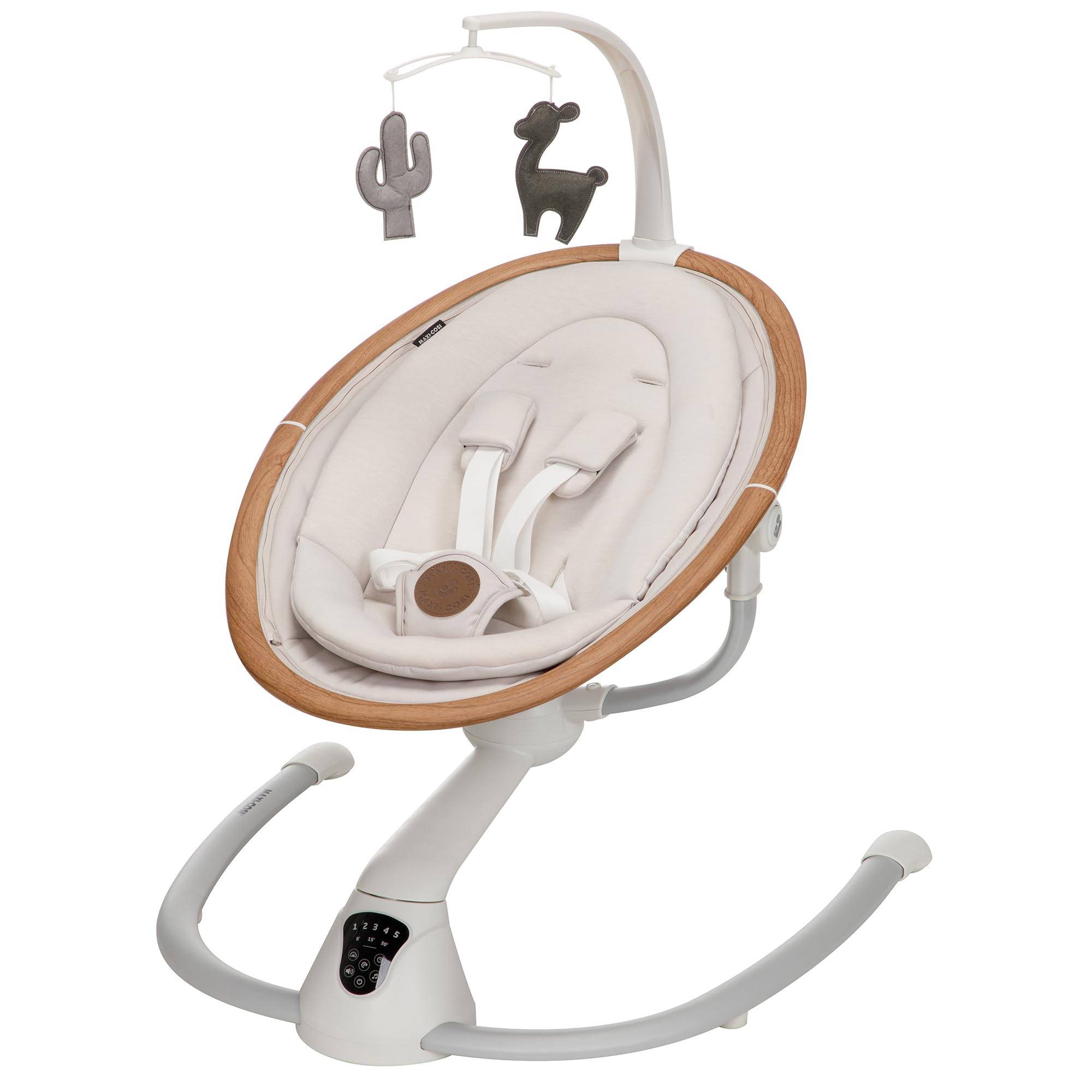 Maxi-Cosi Cassia Baby Swing for Infants – Automatic Motion Sensor, Soothing Music, Reclining Seat, 360° Rotation | Portable, Lightweight & Foldable Design in Horizon Sand | Perfect for Nursery, Travel & On-the-Go Parenting