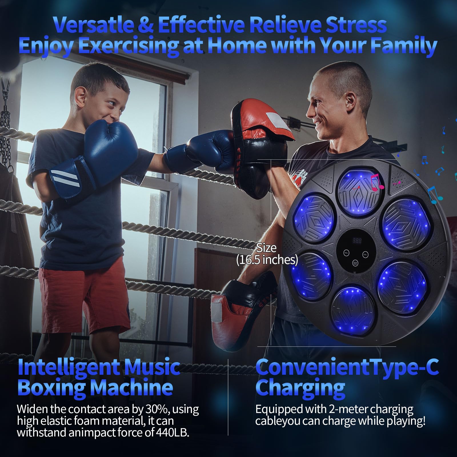 2025 Smart Bluetooth Punching Bag for Adults & Kids - Music Boxing Machine with Gloves, Wall Mount Training Equipment for Home, Office & Gym (Upgrade) | Perfect for Stress Relief, Fitness & Boxing Practice
