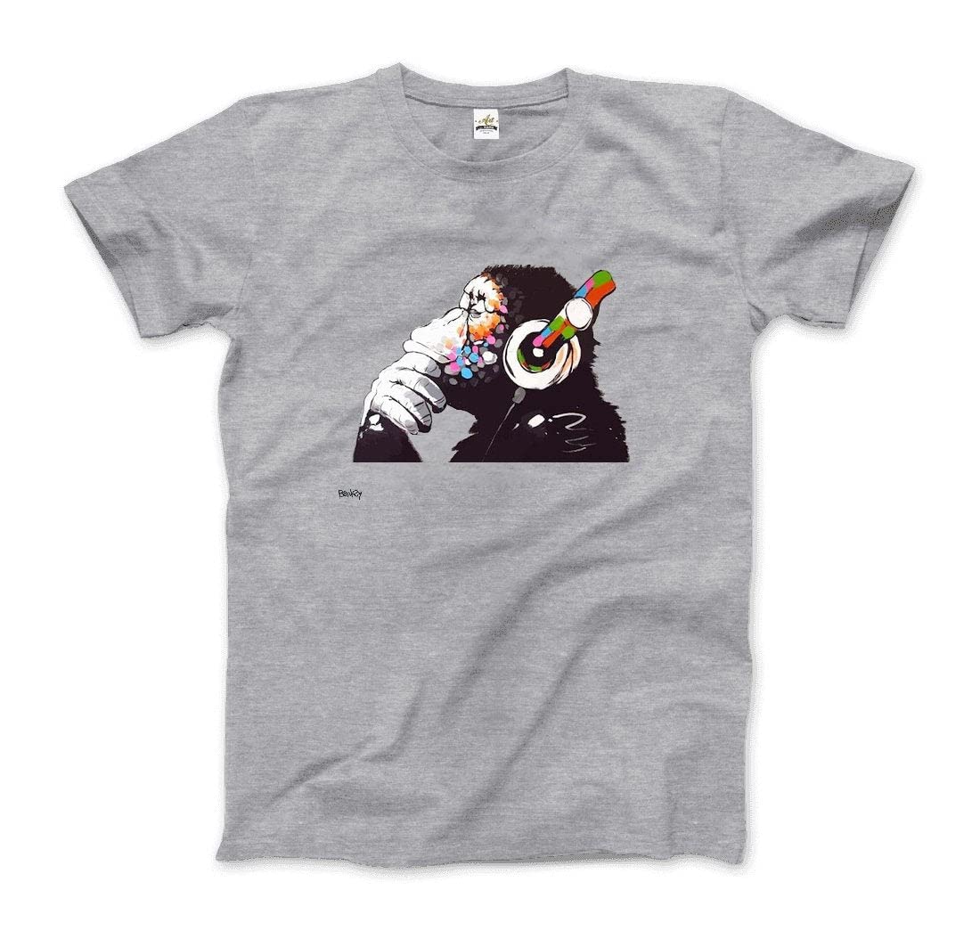 Banksy DJ Thinker Monkey Artwork Graphic T-Shirt - Streetwear Fashion for Men & Women - Perfect for Concerts, Parties & Urban Style