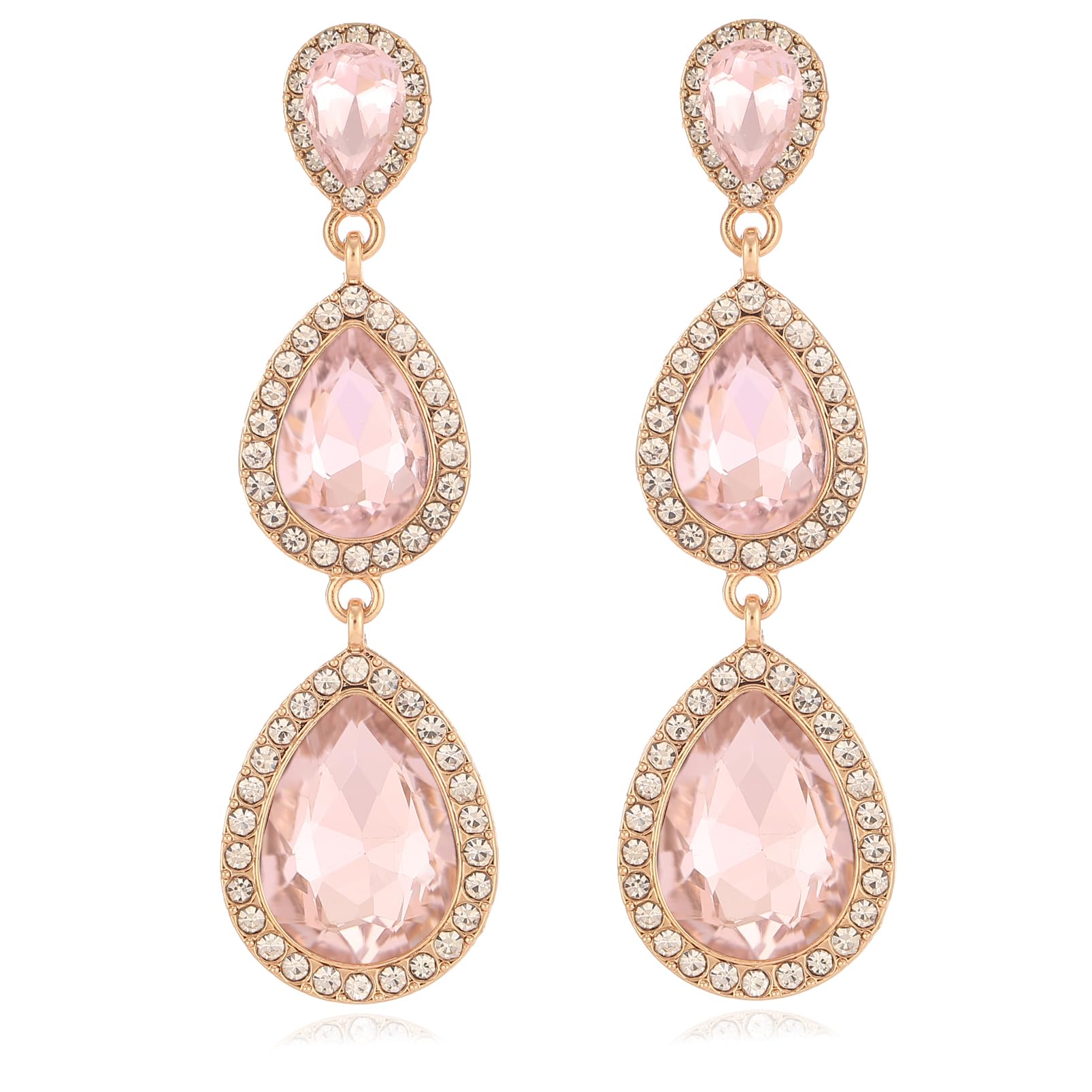Vintage Rhinestone Teardrop Dangle Earrings - Long Crystal Chandelier Drop Earrings for Women | Wedding, Bridal, Prom, Party & Evening Wear Accessories