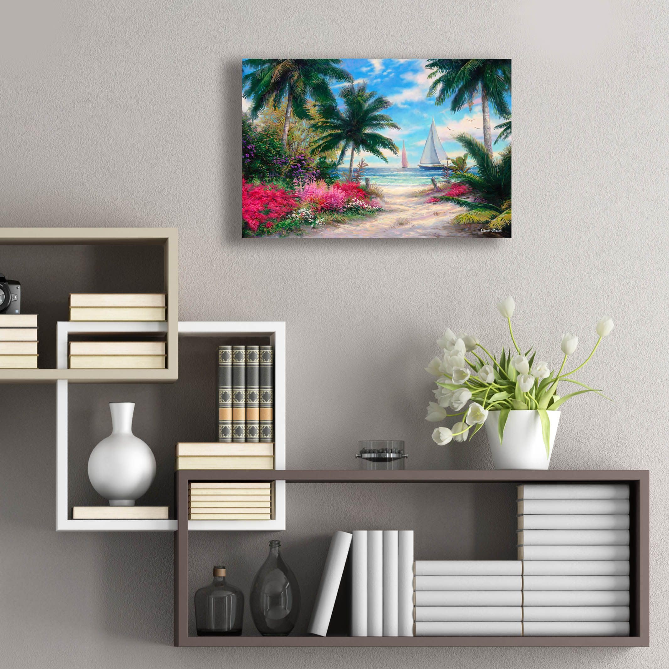 Epic Art 'Sea Breeze Trail' by Chuck Pinson - 24x16 Inch Acrylic Glass Wall Art for Living Room, Bedroom & Office Decor - Modern Coastal Landscape Painting