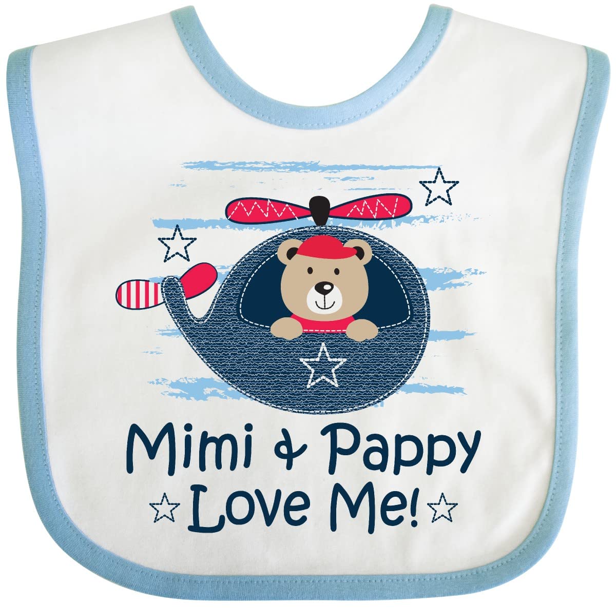 Inktastic Mimi and Pappy Love Me Baby Boy Bib - Soft Cotton Drool Bib for Infants, Perfect for Feeding Time and Playtime
