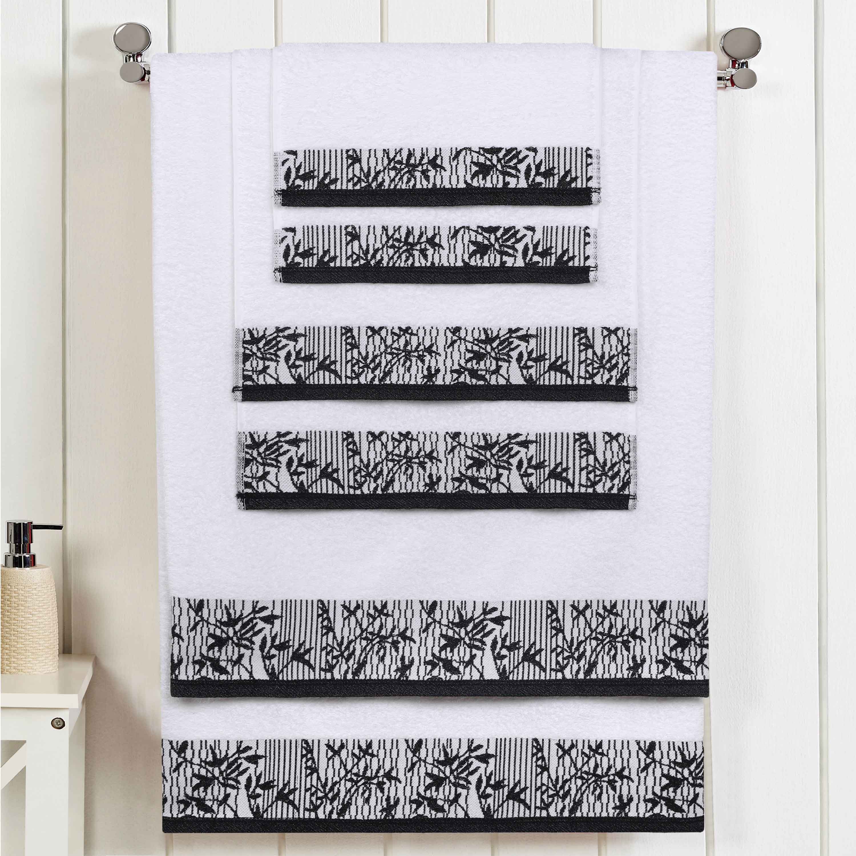 Wisteria Cotton Floral Embroidered Jacquard Border 6-Piece Bath Towel Set - Soft & Absorbent for Spa, Bathroom & Guest Use