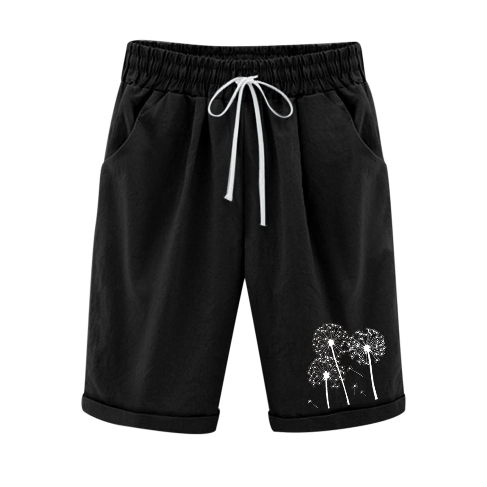 **Plus Size Linen Shorts for Women - Lightweight, Breathable & Comfortable - Outdoor, Beach Vacation & Athletic Wear with Pockets**    *Perfect for Summer Travel, Casual Outings, Yoga, and Relaxing at the Beach*