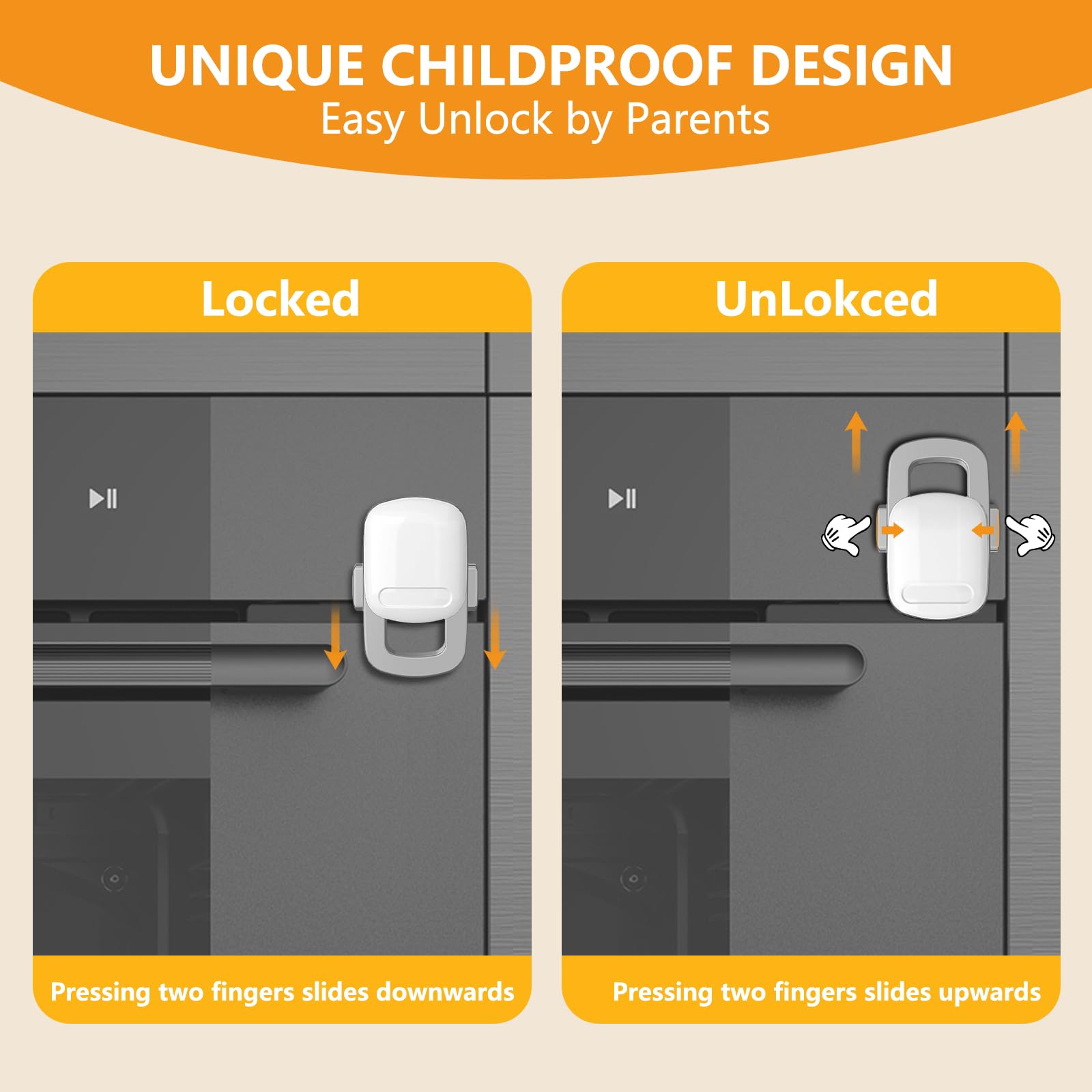 Baby Proofing Kit - Oven Door Lock Child Safety Latch with Double Button, Heat-Resistant & Easy Installation (1 Pack, Grey) - Essential Kitchen Safety for Toddlers & Curious Kids