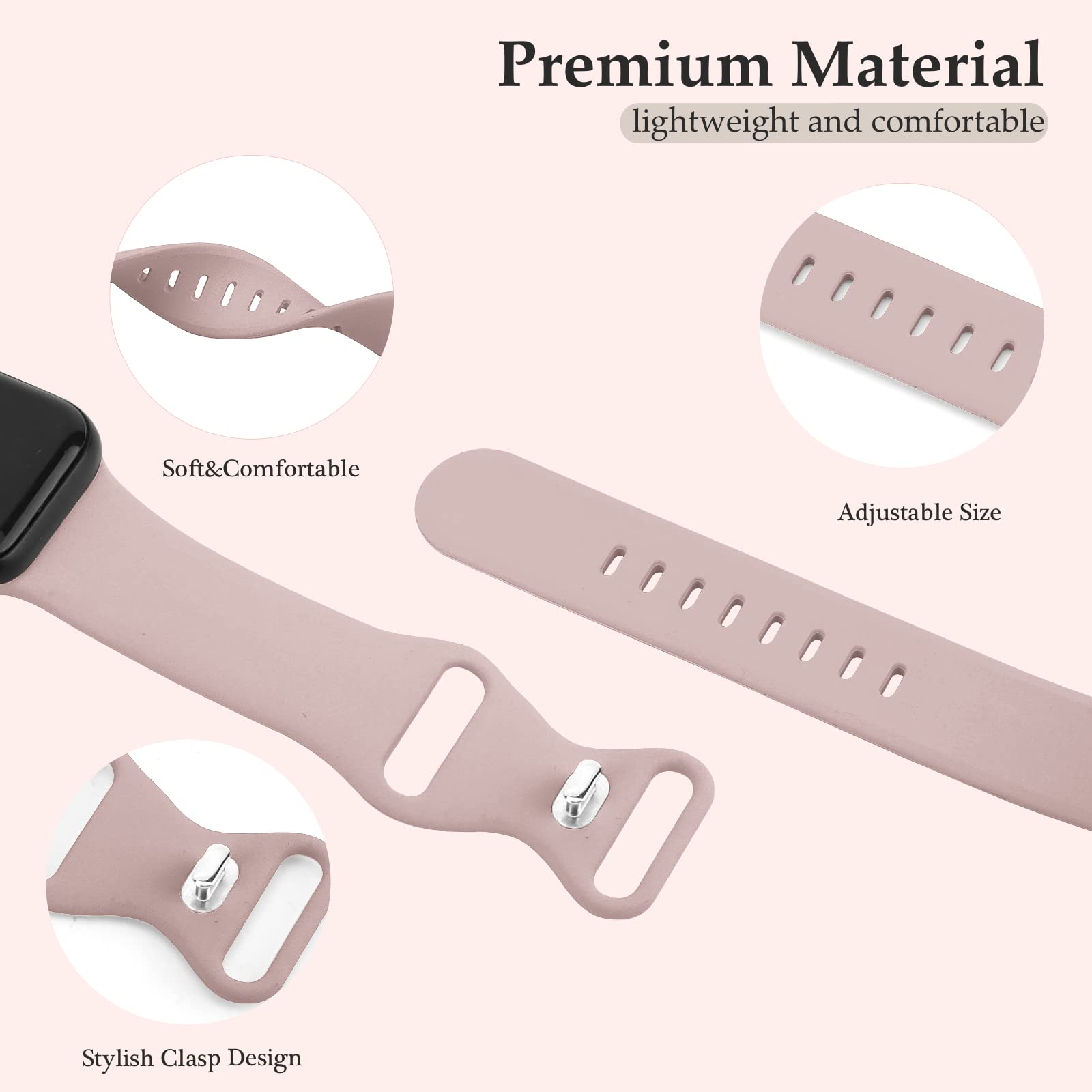 Premium Soft Silicone Sport Band for Apple Watch Series 1-9, Ultra 2, SE - Compatible with 38mm 40mm 41mm 42mm 44mm 45mm 49mm - Durable Replacement Strap for Women & Men - Perfect for Workouts, Running & Everyday Wear