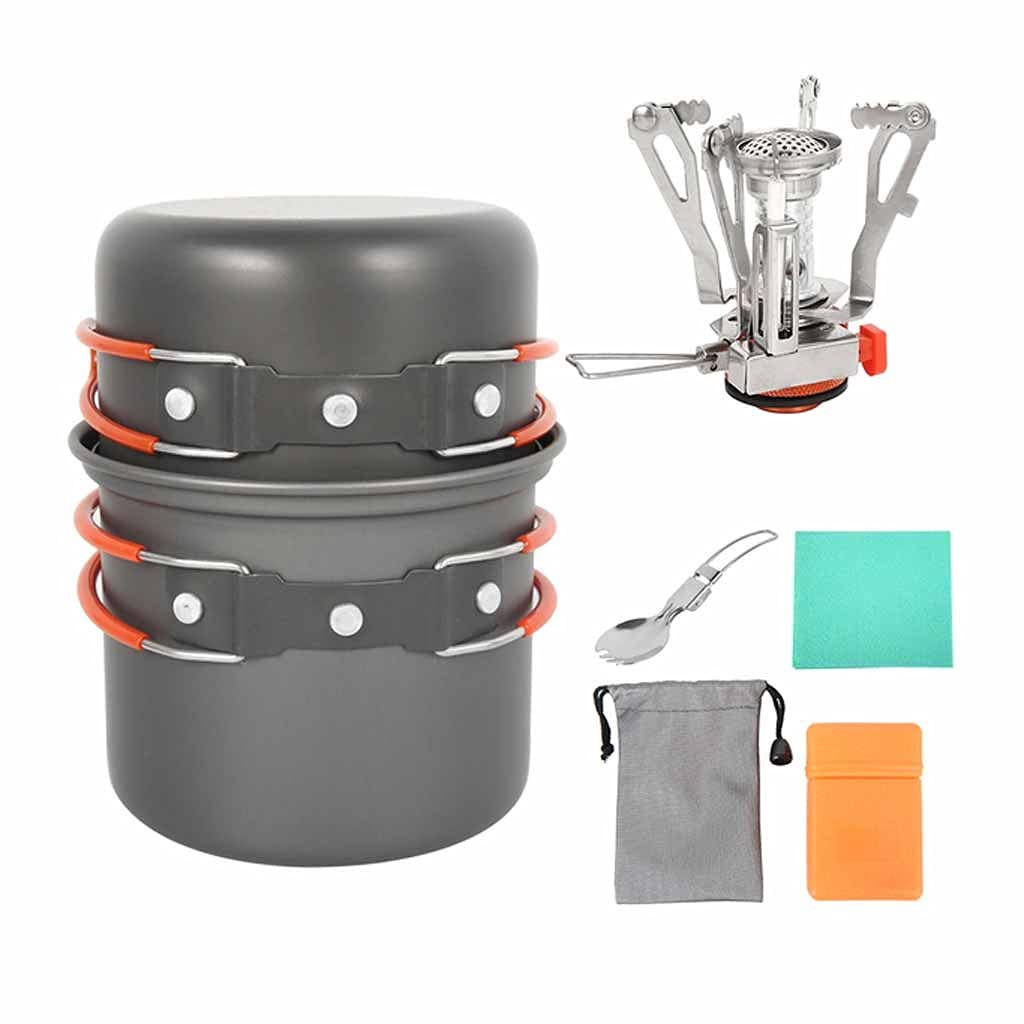 Premium Outdoor Camping Cookware Set - Lightweight Portable Stove & Utensil Kit for 1-2 Person - Perfect for Hiking, Backpacking, Picnics & RV Trips