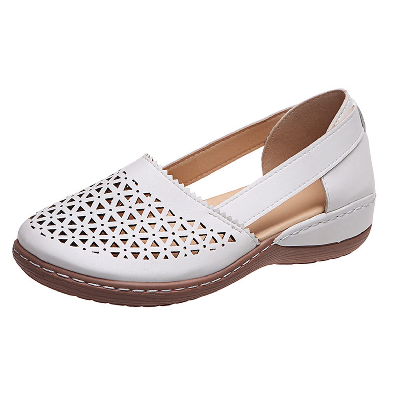 Women's Comfortable Retro Closed Toe Wedge Sandals - Bohemian Gladiator Outdoor Cutout Hook & Loop Flat Sandals for Walking, Beach, and Casual Wear