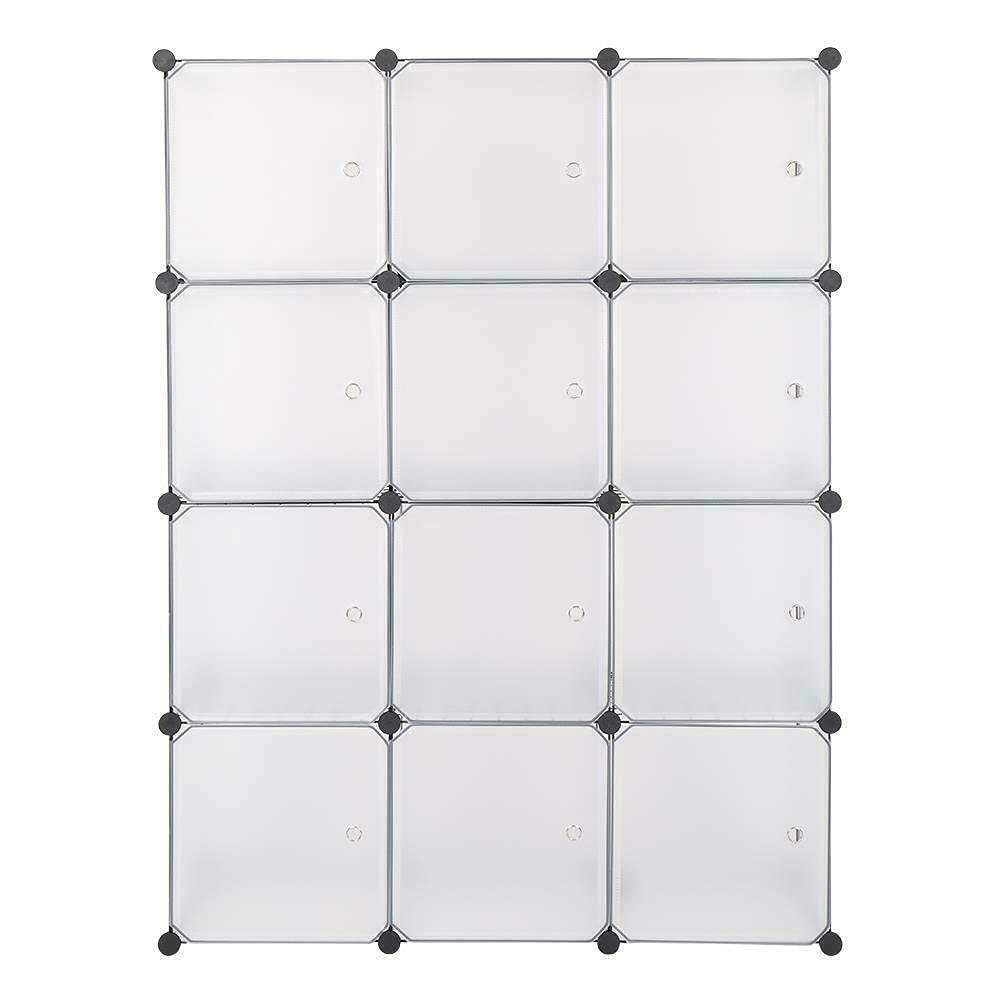 INTR 12-Cube Storage Shelves with Doors - Bookshelf, Shoe Organizer, Drawer Storage for Closet & Home Organization | Perfect for Bedroom, Living Room, Office & Entryway Storage Solutions