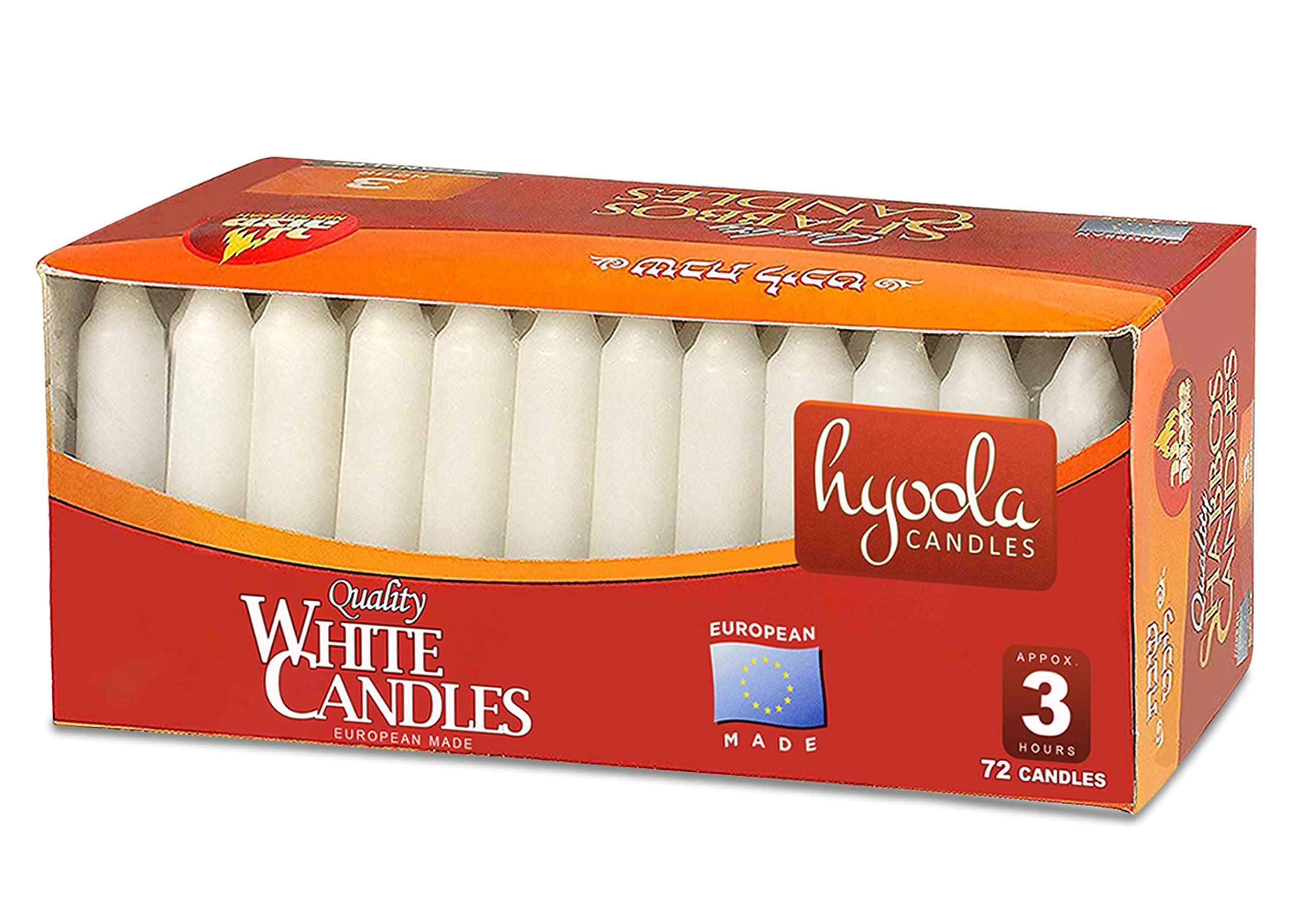 Hyoola 4 Inch White Candles (10cm) - 72 Pack Short Candlesticks with 3 Hour Burn Time - Premium European Made for Weddings, Home Decor & Romantic Dinners