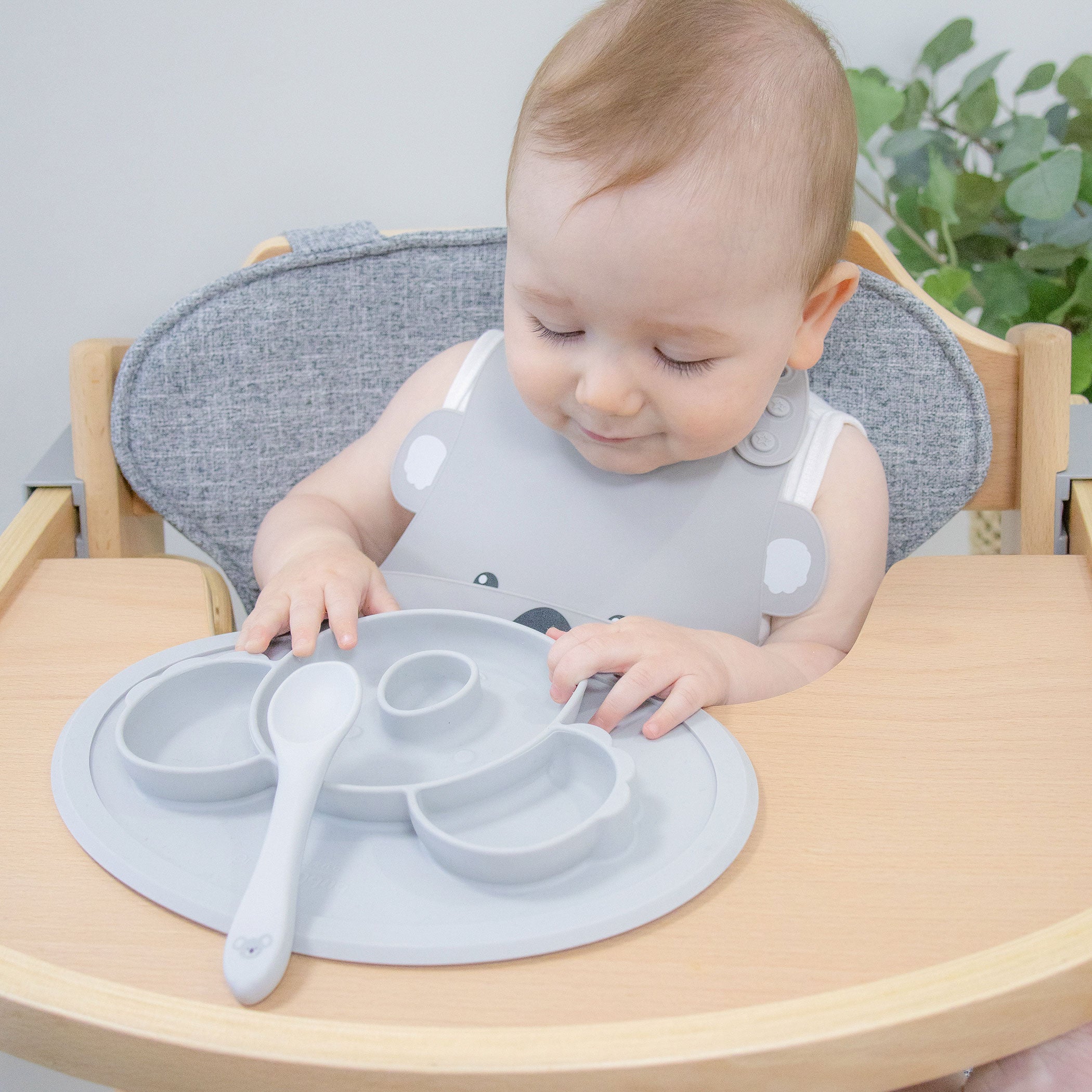 Aussie Animals 'Koala' 5-Piece Silicone Feeding Set - Perfect Baby Shower Gift for New Parents | BPA-Free, Dishwasher Safe Baby Utensils for Easy Mealtime