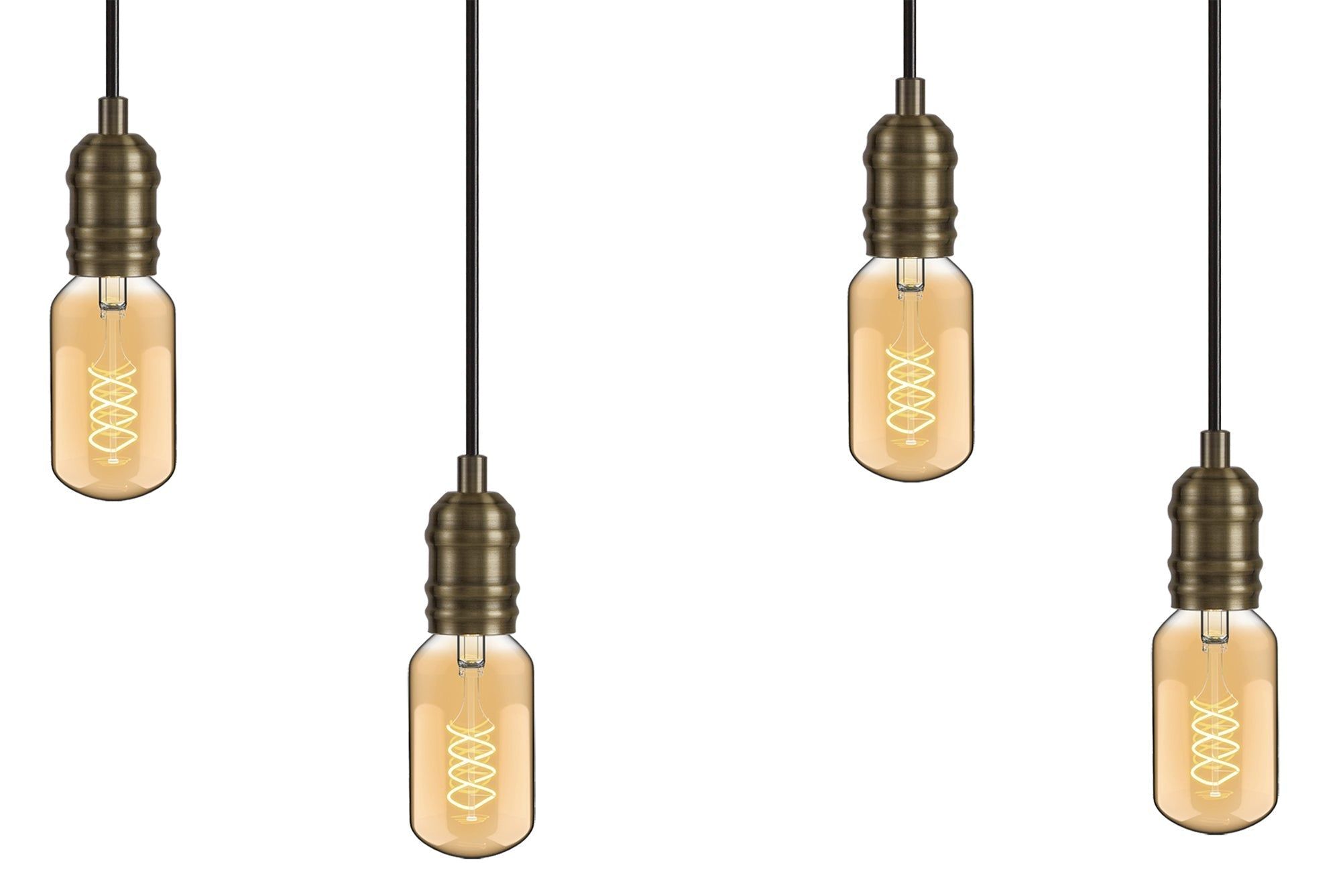 Ambover Kitchen Table Island Ceiling Light Fixture - 3/4/6 Light E27 Bulb Base - Medium Oak & Antique Brass Finish - IP20 Rated - Perfect for Dining Room, Kitchen Island or Breakfast Nook Lighting