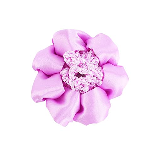Elegant Korean Flower Hair Net for Women & Girls - Hair Bun Cover, Snood, Barrette Clips for Lady, Nurse, Stewardess Work (Purple) | Perfect for Weddings, Parties & Professional Hairstyles