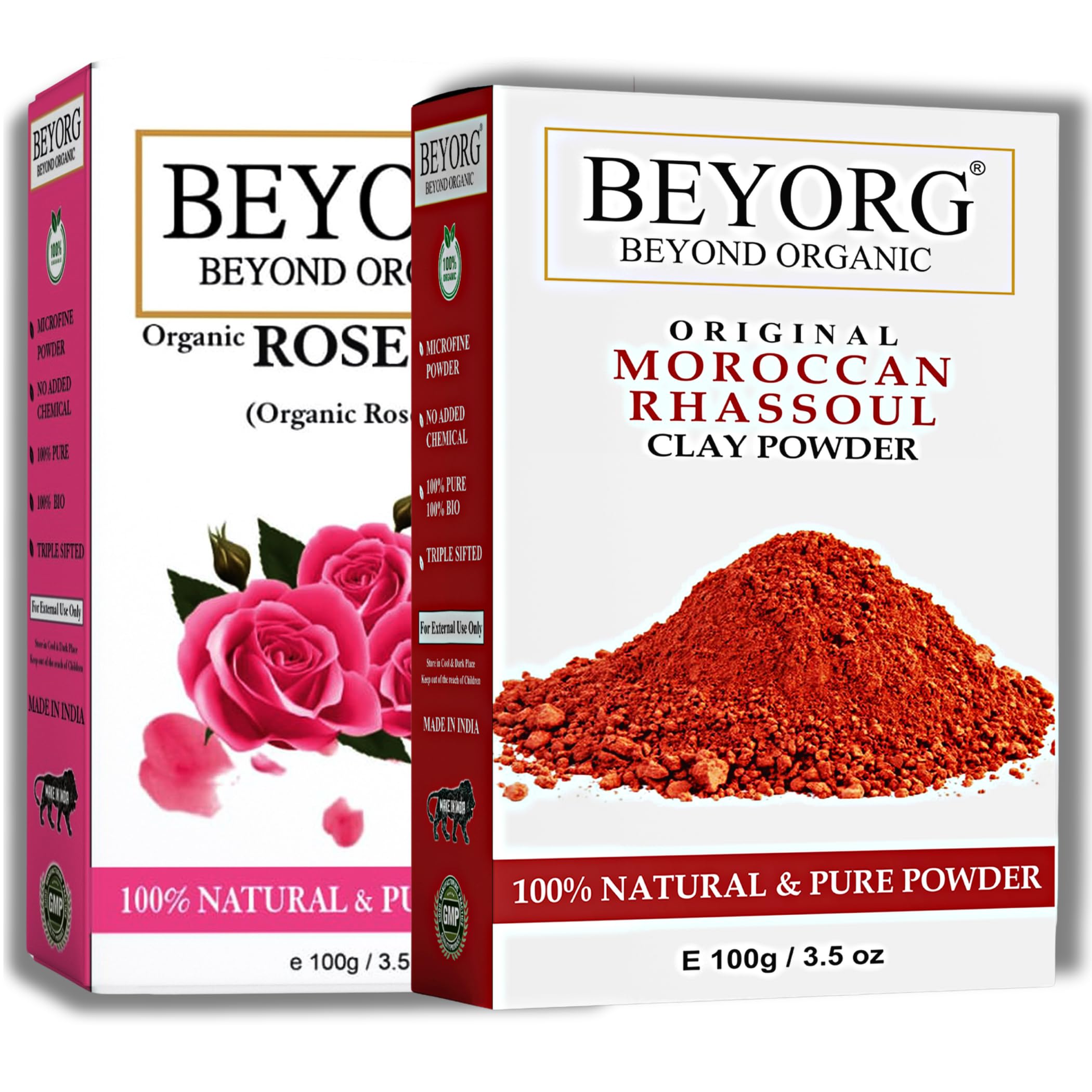 Organic Rose Petal Powder & Moroccan Rhassoul Clay - Natural Face Mask for Acne, Blemishes & Glowing Skin | DIY Skincare Treatment for Clear Complexion | Perfect for Spa Days & Sensitive Skin Care Routine