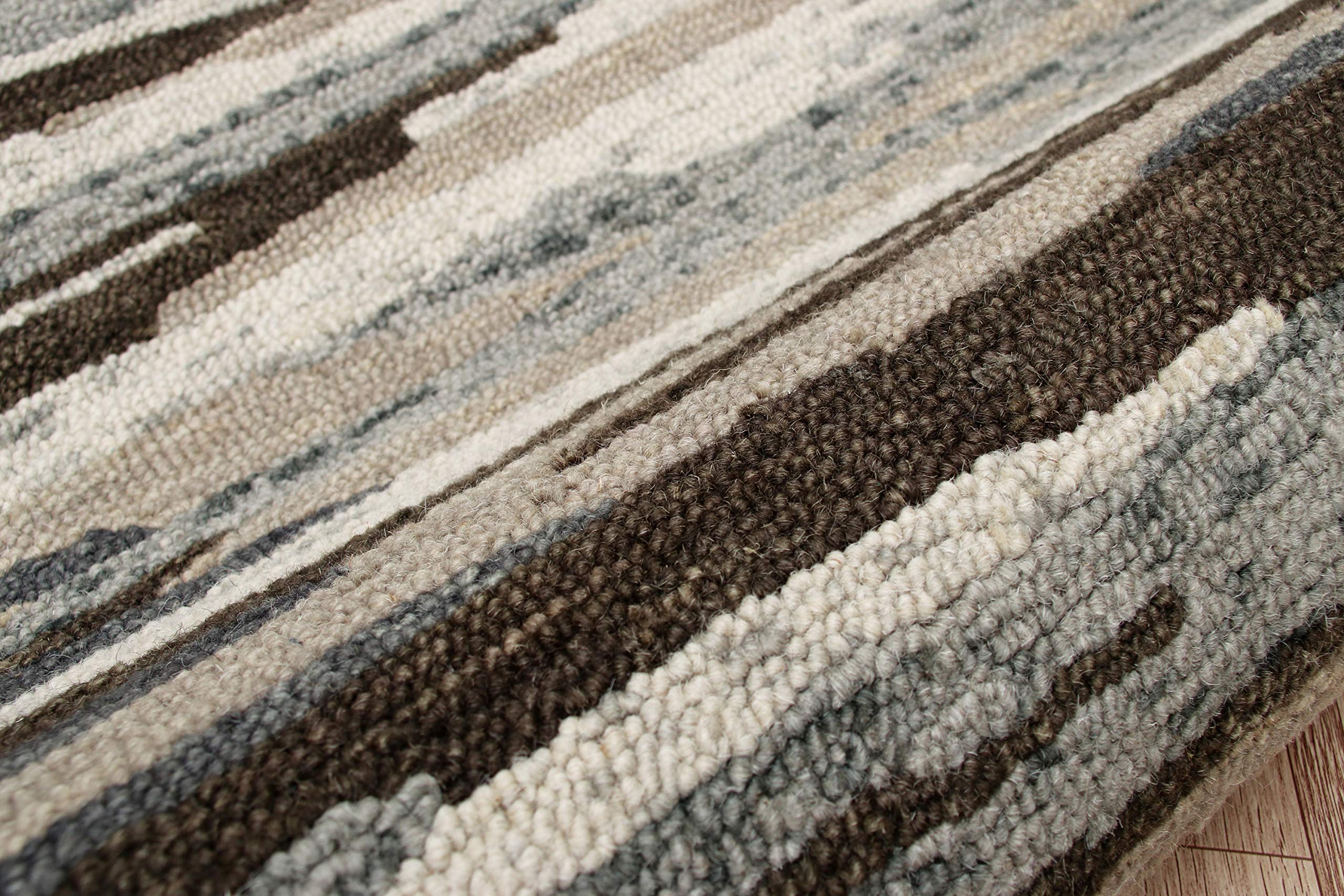 LR Home 6ft Round Natural Wool Area Rug - Hand Tufted Modern Farmhouse Boho Style Carpet for Bedroom, Living Room, Entryway & Playroom | Gray/Brown/Tan | Perfect for Cozy Home Decor & Boho Chic Interior Design