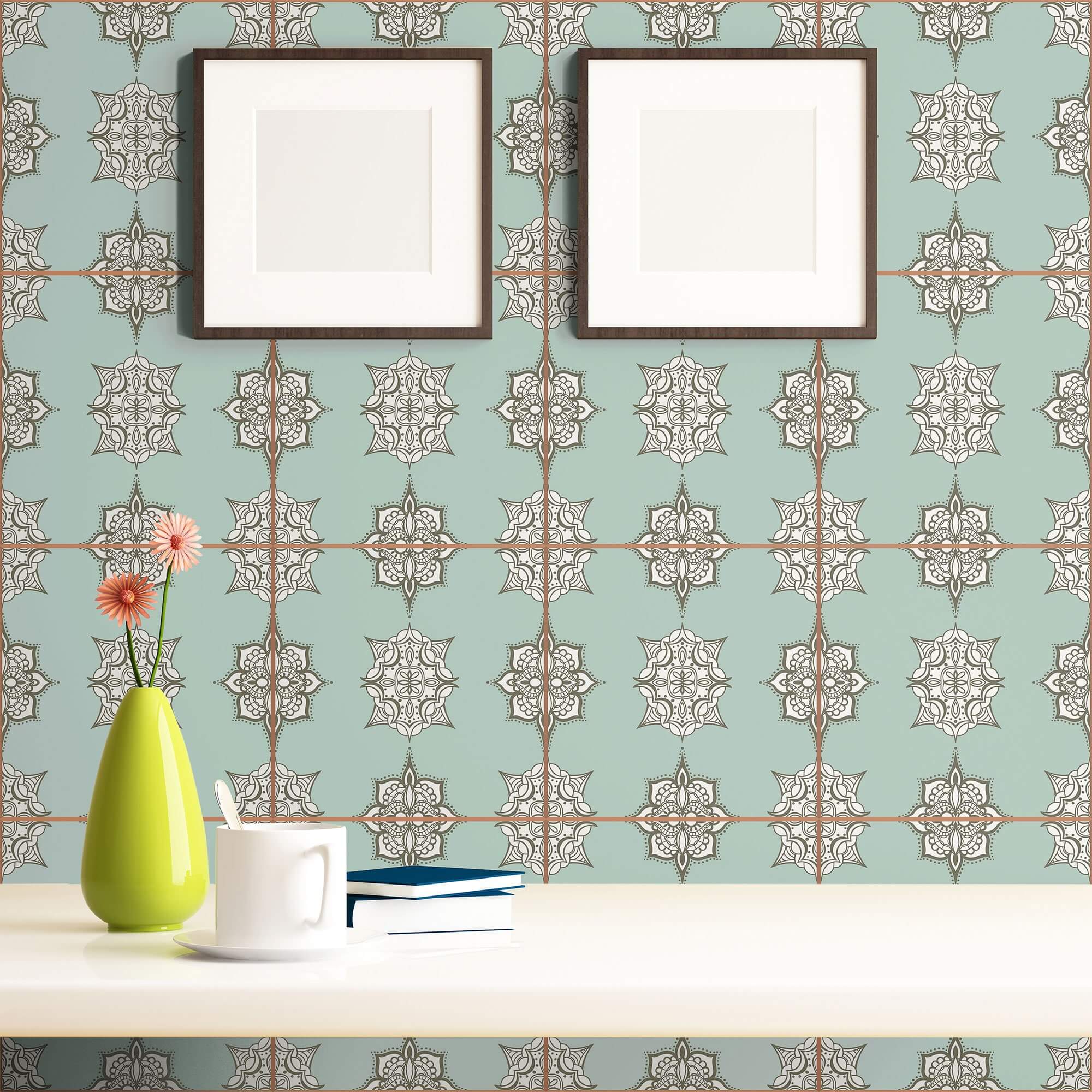 Grey and White Damask Peel and Stick Removable Wallpaper - Self-Adhesive Tile Pattern Wallpaper for Bedroom, Bathroom, Kitchen Backsplash and Home Decor