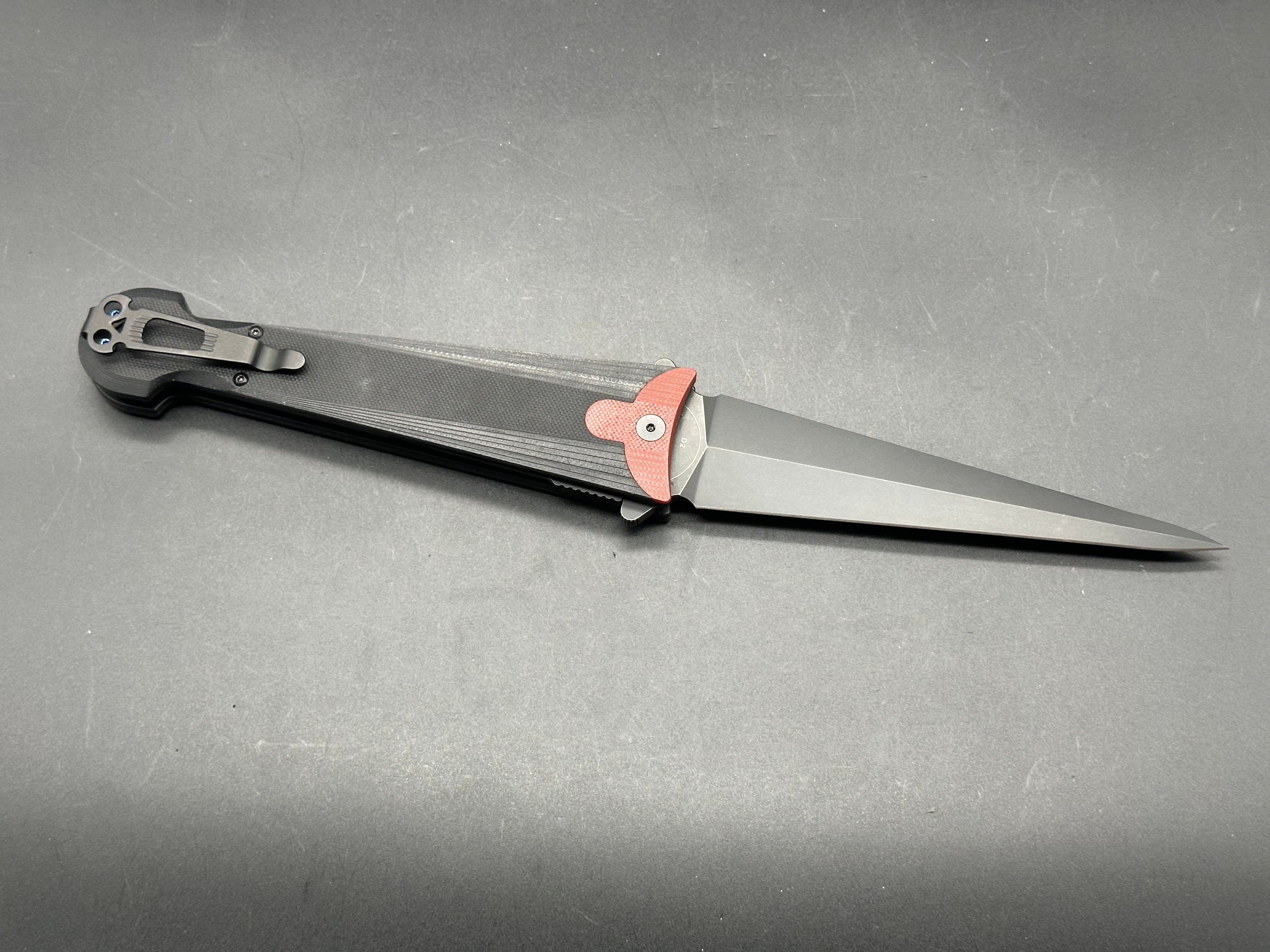 Daggerr Knives Cinquedea - 5.6 Inch Black D2 Steel Blade with Aluminum Handle for Camping, Hunting & Outdoor Survival