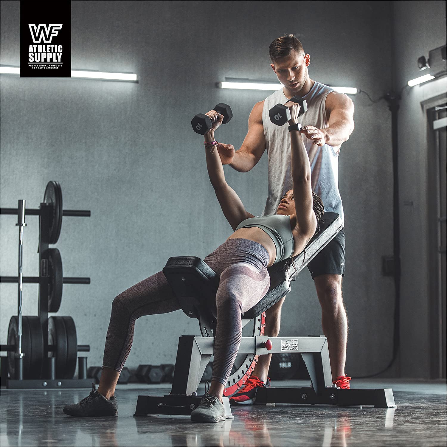 WF Athletic Supply Black Neoprene Dumbbell Set - Non-Slip Hex Shaped Weights for Muscle Toning, Strength Training & Weight Loss | Multiple Sizes & Rack Options | Perfect for Home Gym, CrossFit & Workout Routines