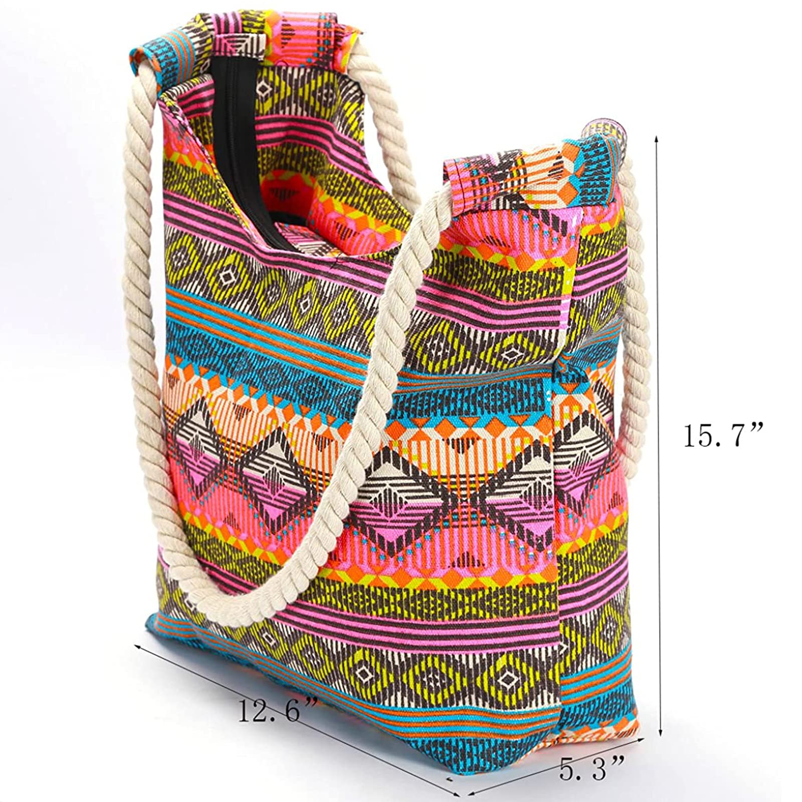CIOOU Extra Large Straw Beach Bags for Women - Waterproof Tote with Zipper for Pool, Gym, Travel & Daily Use - Perfect for Summer Vacation, Picnics and Beach Outings (Beach Bag 8, X-Large)