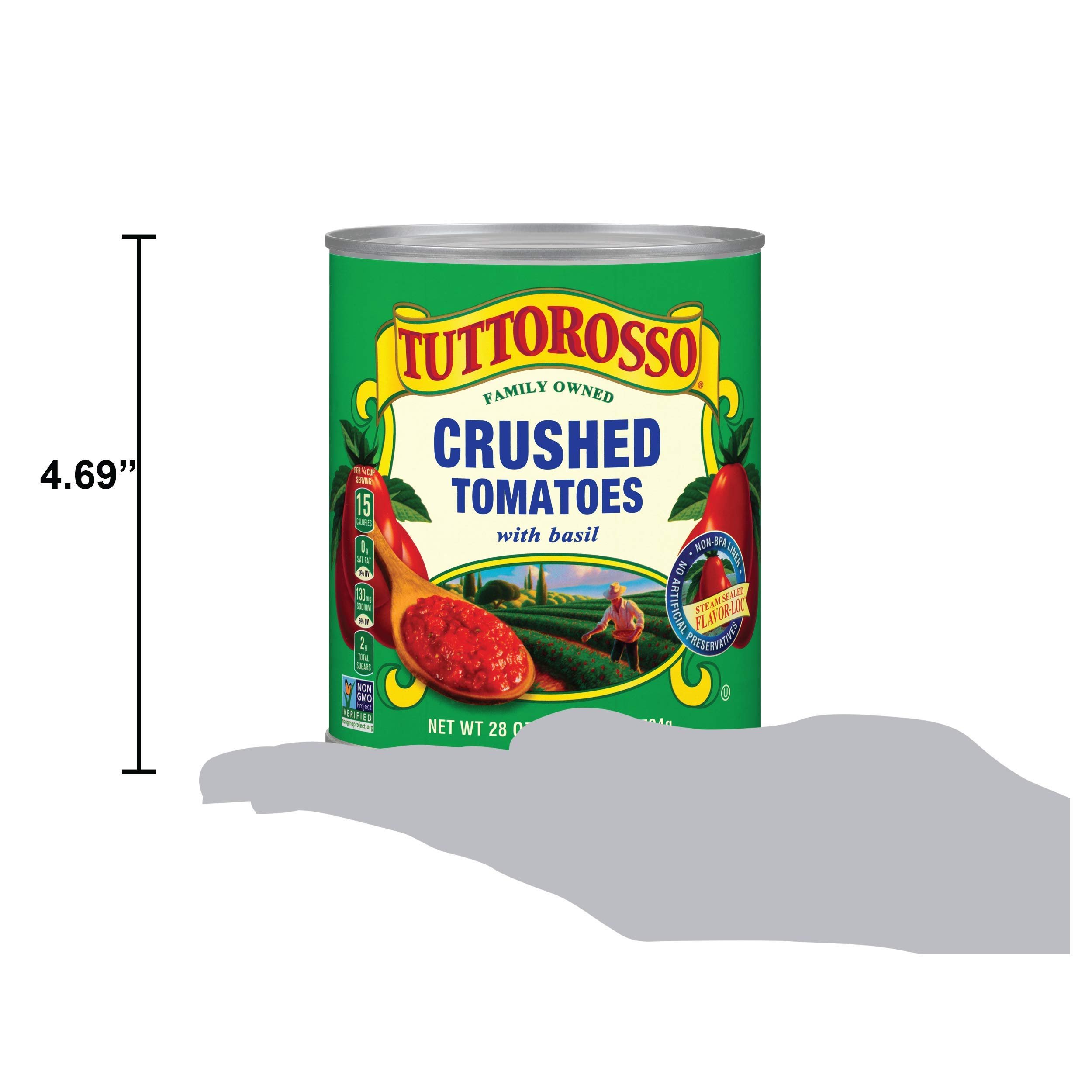 Tuttorosso Crushed Tomatoes with Basil | Gluten Free & Vegetarian | 28oz (2-Pack) | Perfect for Pasta Sauces, Soups & Italian Recipes