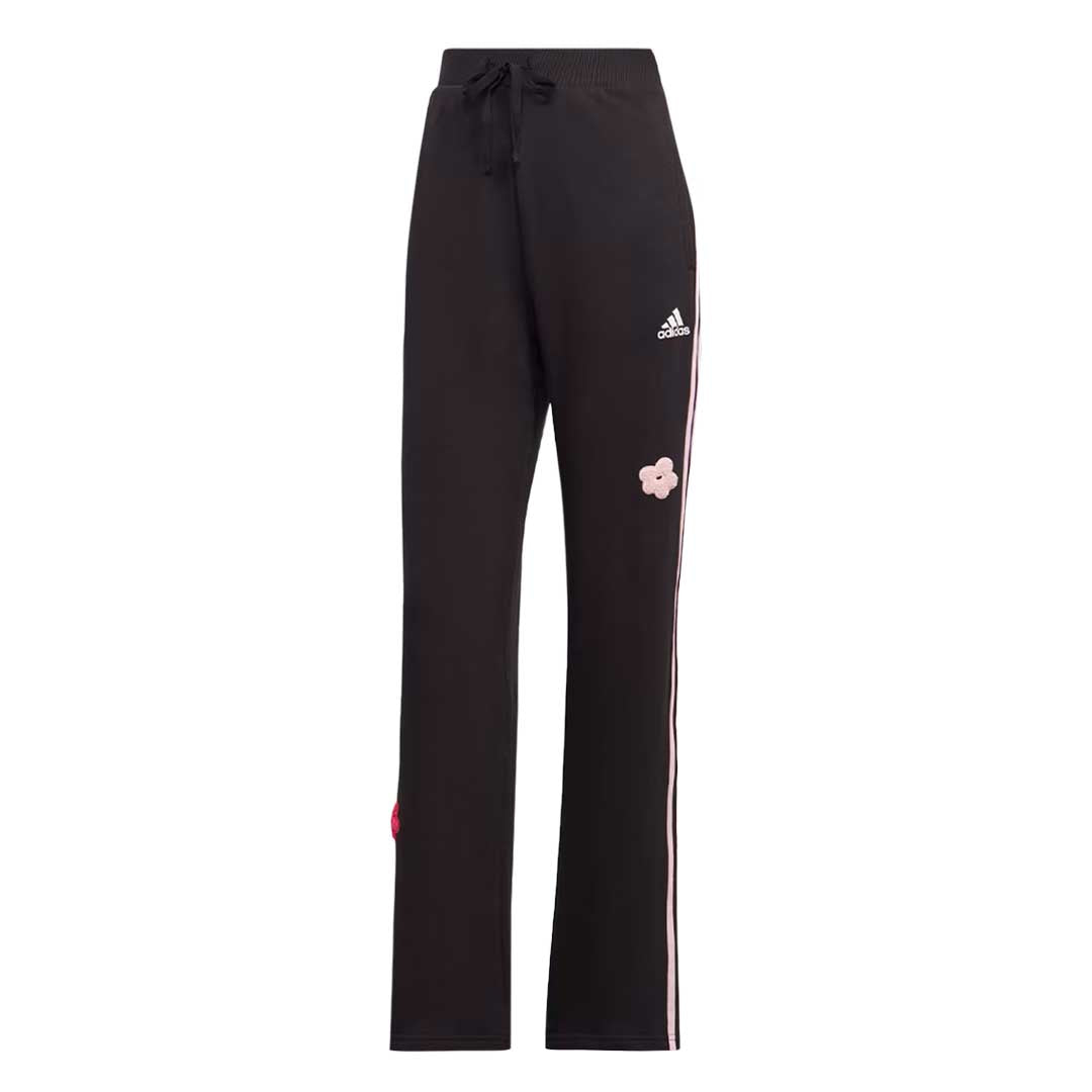 Adidas Women's Chenille Flower Patches 3 Stripes Jogger Pants - Comfortable Athletic Lounge Pants for Running, Yoga & Casual Wear (IC0018)