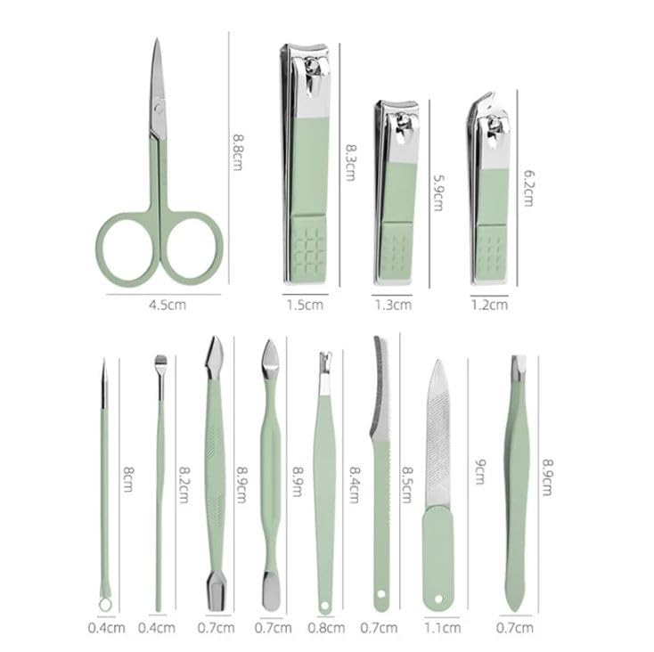 Zabb KAMIKAZE 12-Piece Professional Manicure & Pedicure Kit - Stainless Steel Nail Tools Set with Folding Bag (Purple) | Portable Nail Care Kit for Home, Salon & Travel