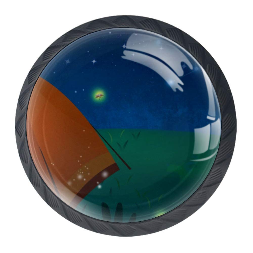 Idealiy Fantasy Night Sky Glass Cabinet Knobs - Drawer Pull Handles for Wardrobe, Cupboard & Dresser - Perfect for Kids' Room, Nursery & Fantasy Themed Decor