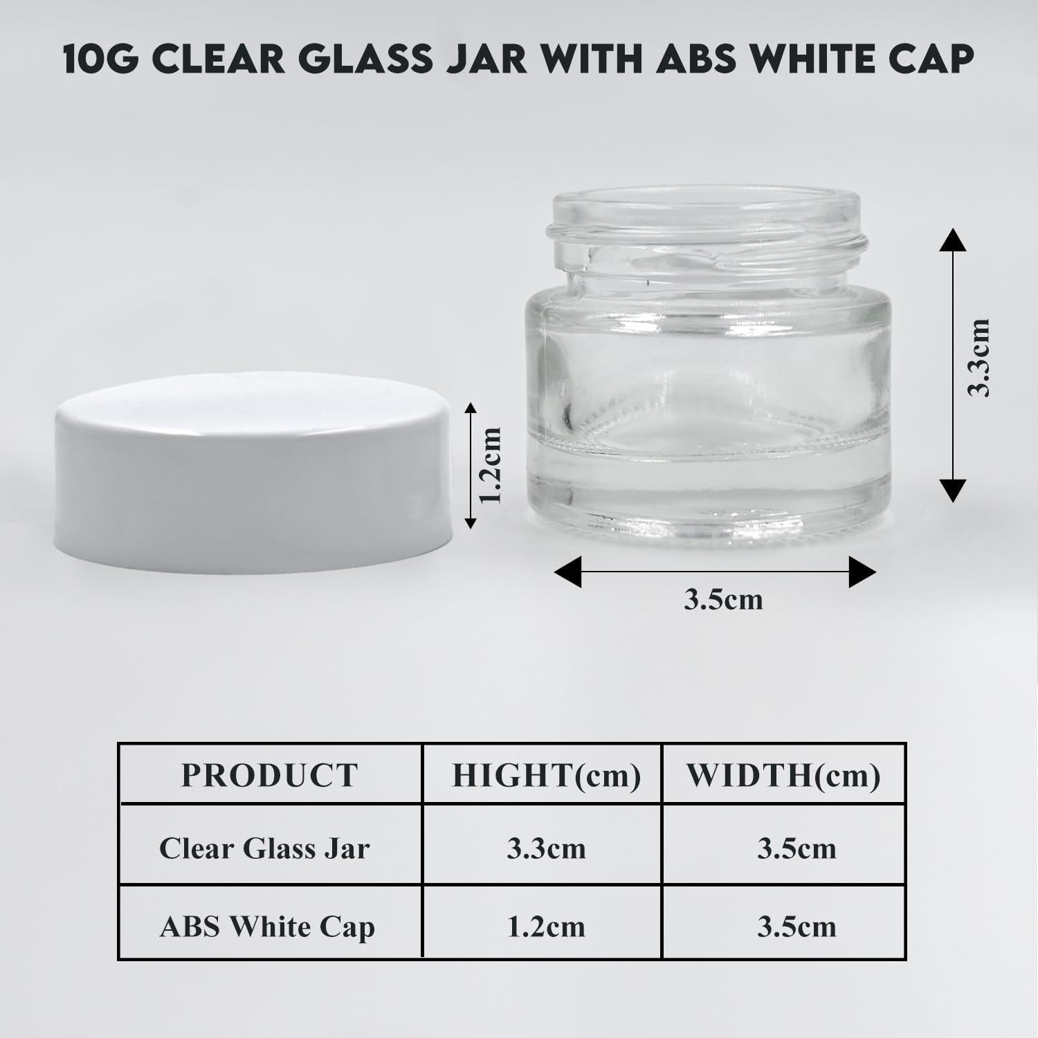 10g Round Empty Glass Cosmetic Jars with White Lids - Perfect for Creams, Balms, Face Scrubs & Body Lotions | Reusable Travel-Friendly Containers for DIY Skincare & Beauty Products
