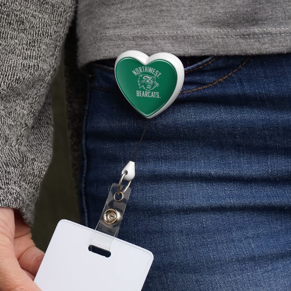 NW Missouri State Bearcats Heart Lanyard with Retractable Reel - Premium Badge ID Card Holder for Work, School & Events - Perfect for Teachers, Nurses, Students & Conference Attendees