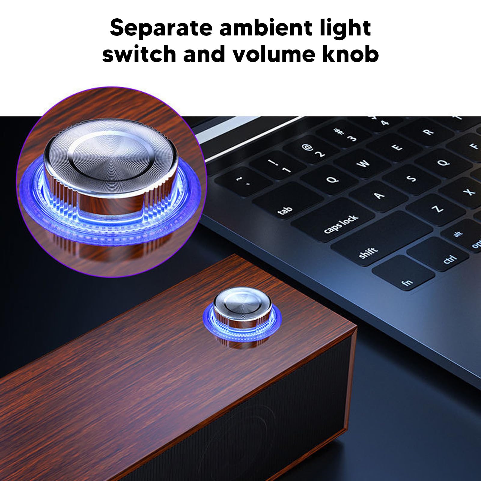Annadue Wooden HiFi Stereo Computer Speakers - USB Powered Desktop Soundbar with AUX Input, Wired PC Speakers for Laptop, Monitor, Tablets - Perfect for Home Office, Gaming, and Multimedia Use