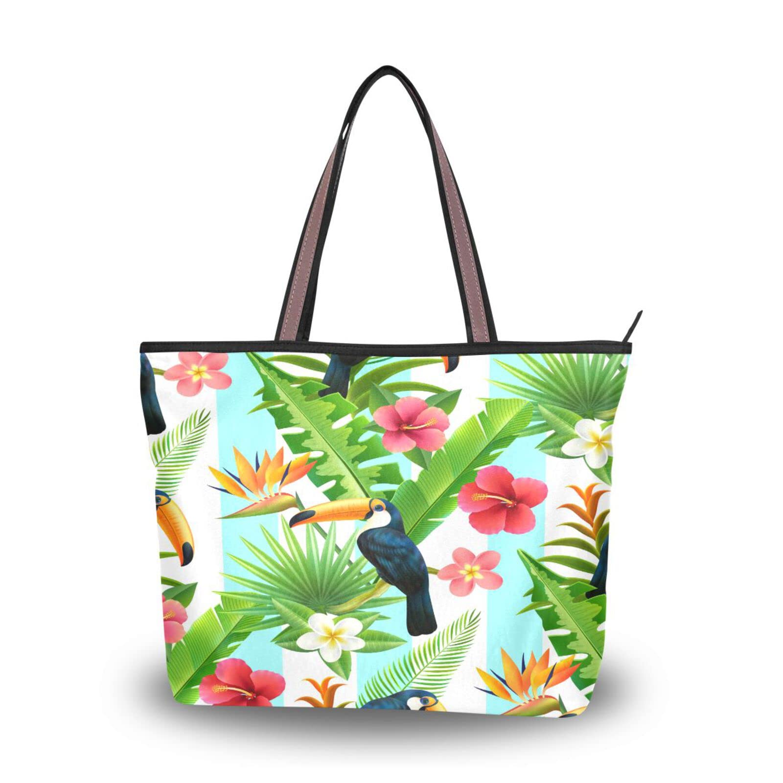 Stylish Rainforest Toucan Print Reusable Tote Bag for Women - Eco-Friendly Shoulder Handbag, Perfect for Beach, Travel & Shopping