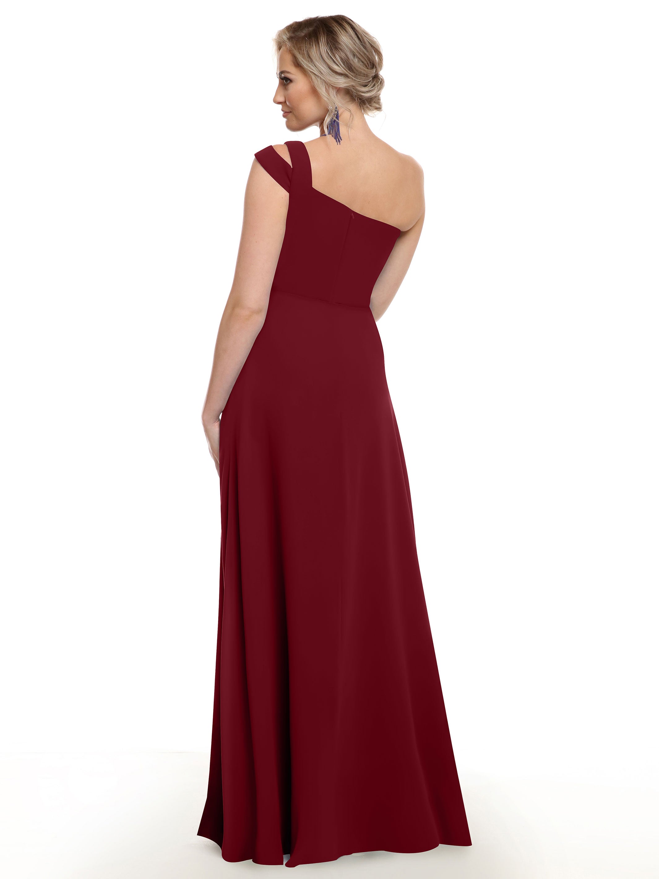 Elegant 80139 Chiffon A-Line One Shoulder Bridesmaid Dress with High Slit - Perfect for Weddings, Prom & Formal Events