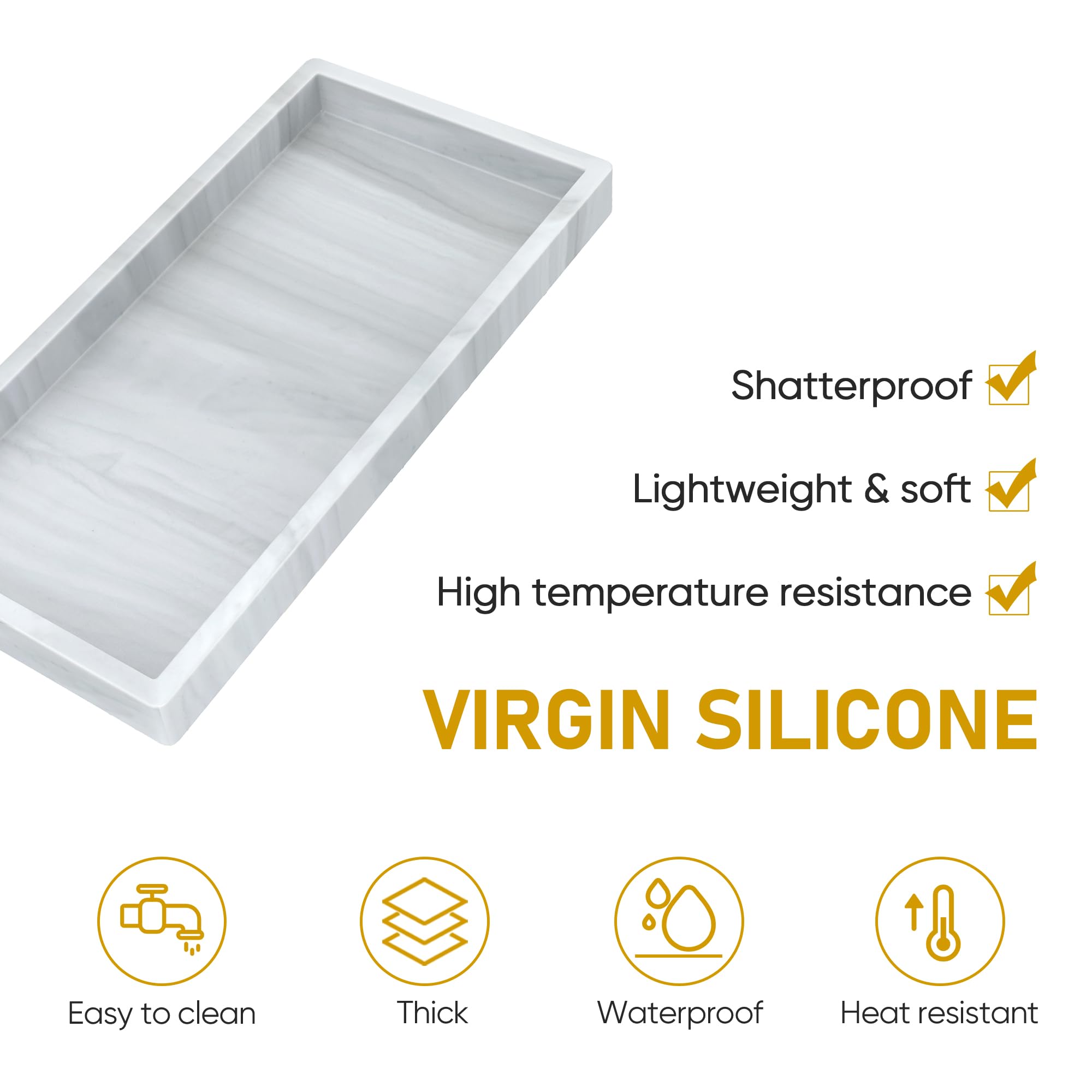 Premium Shatterproof Silicone Bathroom Tray (7.8