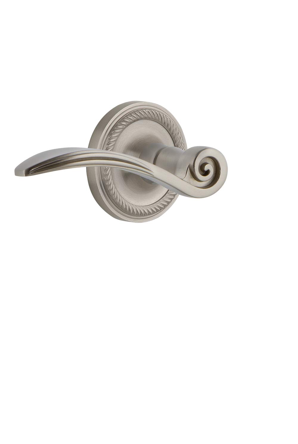 Nostalgic Warehouse Satin Nickel Rope Rose Privacy Swan Lever - Vintage Door Handle for Bedroom, Bathroom & Interior Decor