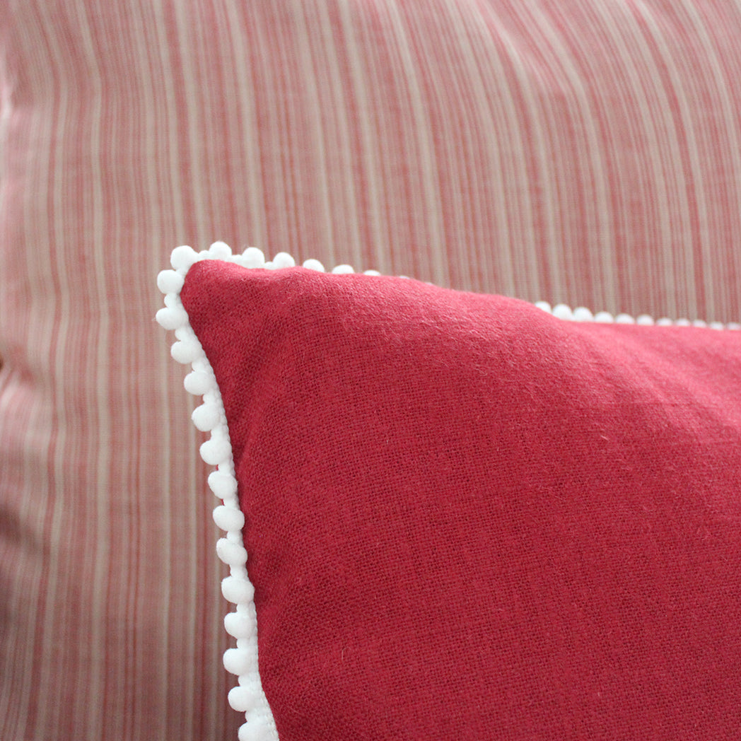 Madeline Red Linen Pillow Cover - 18x18 Inch Decorative Throw Pillow Case for Sofa, Bed & Couch - Soft & Breathable Home Decor Accessory for Living Room, Bedroom & Dorm